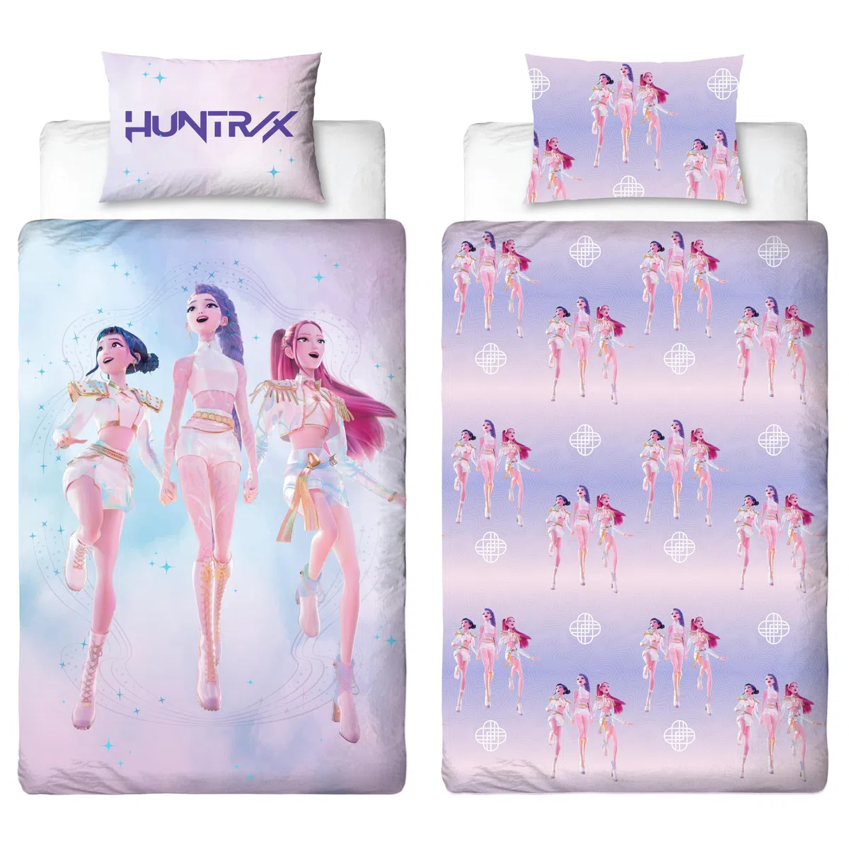Set copripiumino singolo con licenza ufficiale K Pop Demon Hunters | Design Soundtrack, biancheria da letto reversibile su 2 lati, include federa coordinata | Perfetto per la cameretta dei bambini