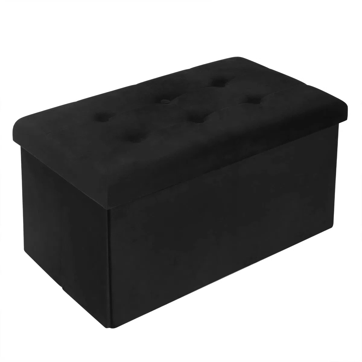 WOLTU Panche Contenitore per Ingresso Cassapanca Pieghevole Ottomane in Velluto, Max Portata Statica di 300 kg, 80 L, 76x37,5x38 cm Nero