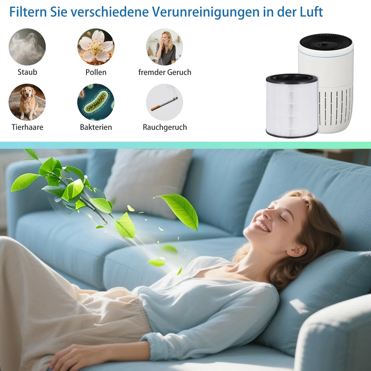 Filtro di ricambio Air 2000 per depuratore d'aria Bosch Air 2000, filtro HEPA 3 in 1, filtro ai carboni attivi e prefiltro filtro intercambiabile (1 filtro + 1 spazzola per la pulizia)