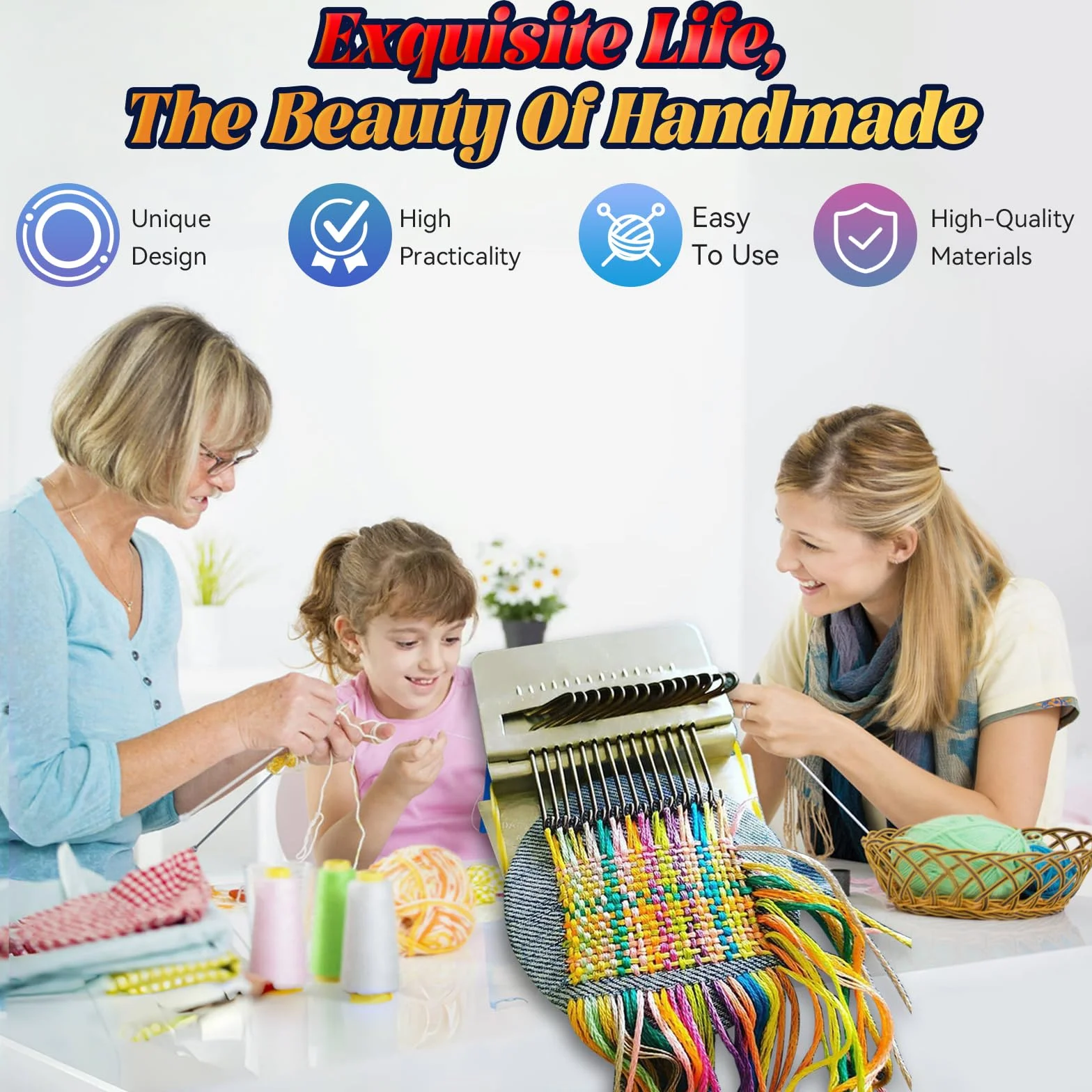 Mini telaio per tessitura,Piccolo Telaio Speedweve con telaio per rammendo,telaio per rammendo mini per rammendo rapido, kit telaio per rammendo per principianti, rammendo (21 Uncino)