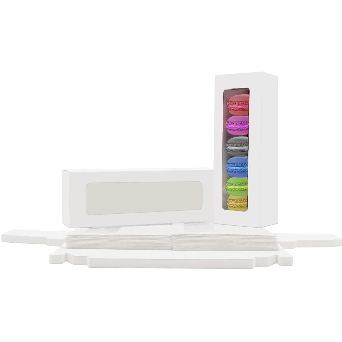 Contenitori Di Macaron, 25 Pezzi Contenitori Regalo Per Ciambelle, Macaron Scatole, con Finestra Trasparente, per Biscotti, Mini Donuts, Mini Cake, Muffin e Macron(8,1 * 2,7 * 2 Pollici)