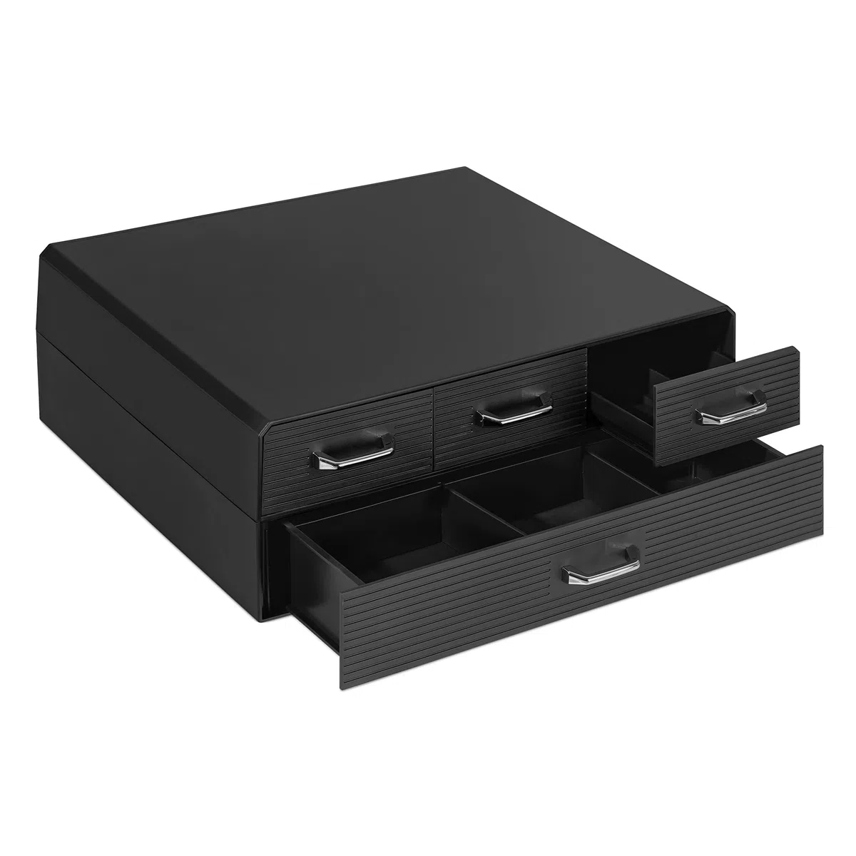 Navaris Cassetto Doppio Porta Cialde caffè - Contenitore per Capsule ESE e Accessori Zucchero Latte - Portacialde 4 Cassetti Macchina Espresso - Nero