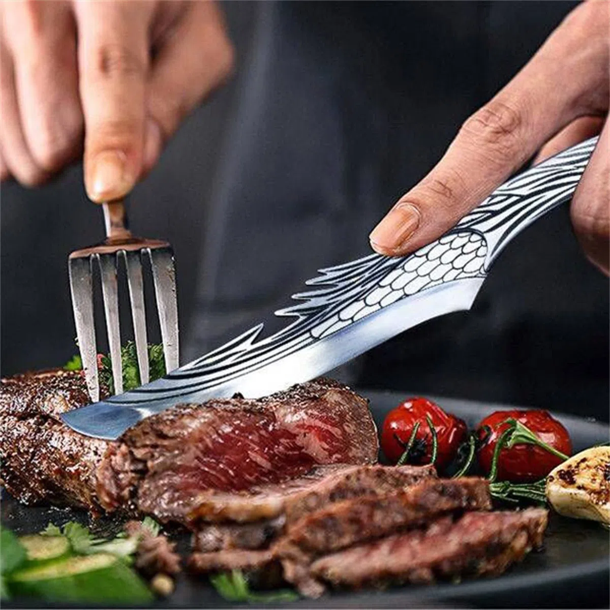 Coltello da Cucina Professionale Ultra Affilato - Coltelli da Cucina Acciaio Inox con Fodero in Pelle - Coltello Giapponese Forgiato a Mano
