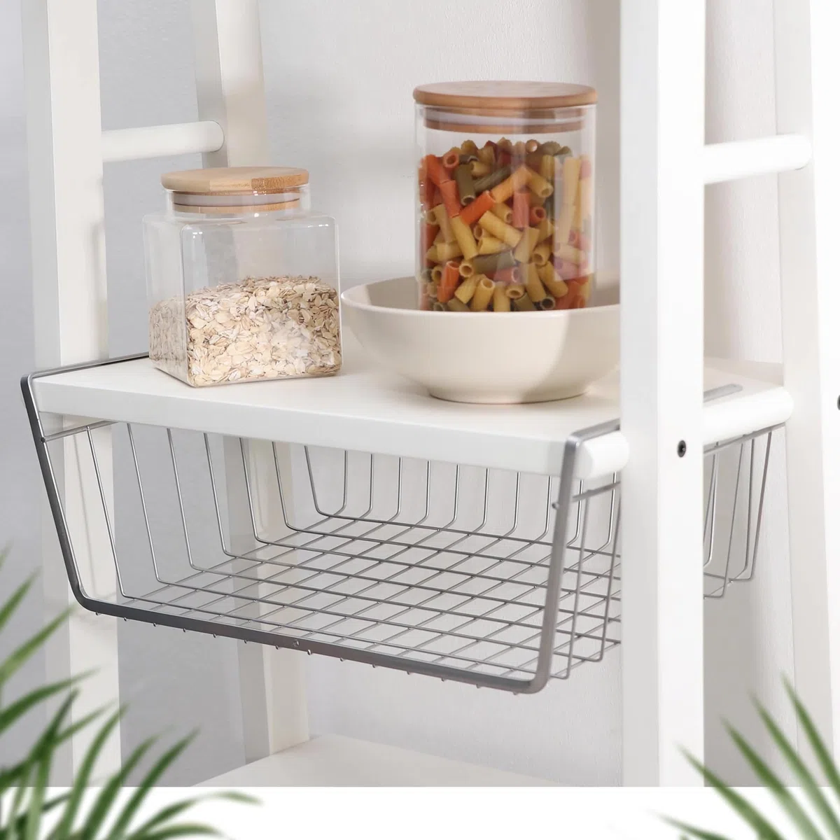 RICOO Cesto Portaoggetti Set da 3 Sottopiano per Ottimizzazione Armadio KR001Sx3, per Cucina Ufficio Bagno 37,5 x 9,5 x 22 cm Argento