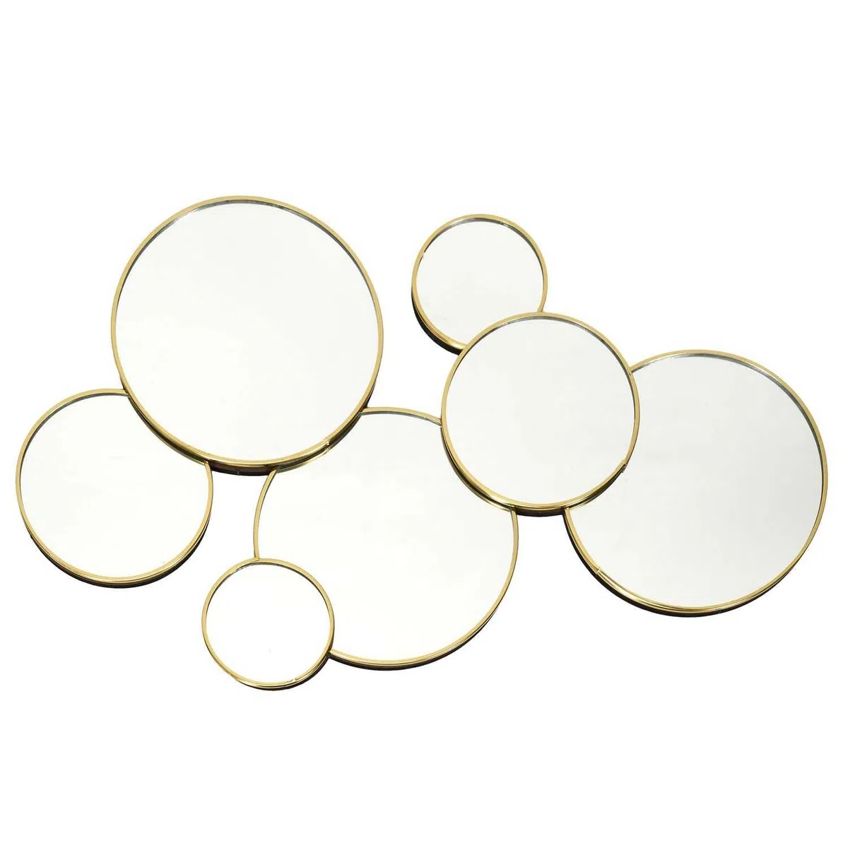 Home Deco Factory, HD4391, Specchio Decorativo Rotondo in Legno MDF, Design Moderno e Asimmetrico, Ideale per Soggiorno o Camera da Letto, Finitura Elegante, 57 x 35 cm, Oro