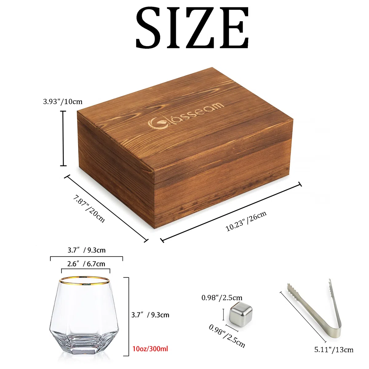 Glasseam Set Regalo In Vetro E Pietre Per Whisky, Bicchiere Personalizzato Con Scatola Per Rum Per Uomo, Rock Per Vino, Vodka, Gin, Anniversario Di Matrimonio, Compleanno