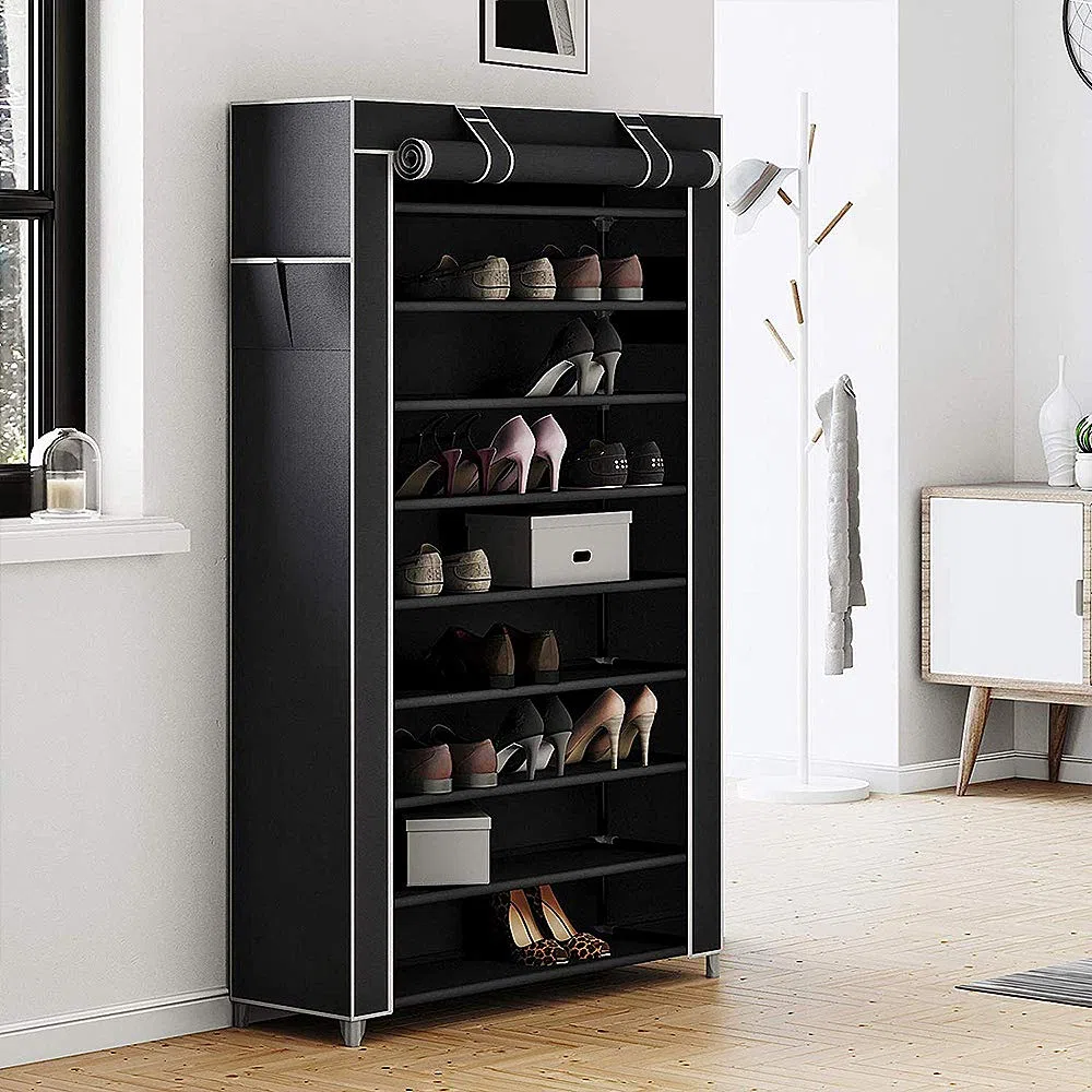 LANTUS Armadio in Tessuto, Guardaroba Pieghevole Salvaspazio, Appendiabiti, Scaffale per Borse, Giocattoli, Scarpe, Soggiorno, Camera da Letto, 88 * 28 * 160 cm (nero)