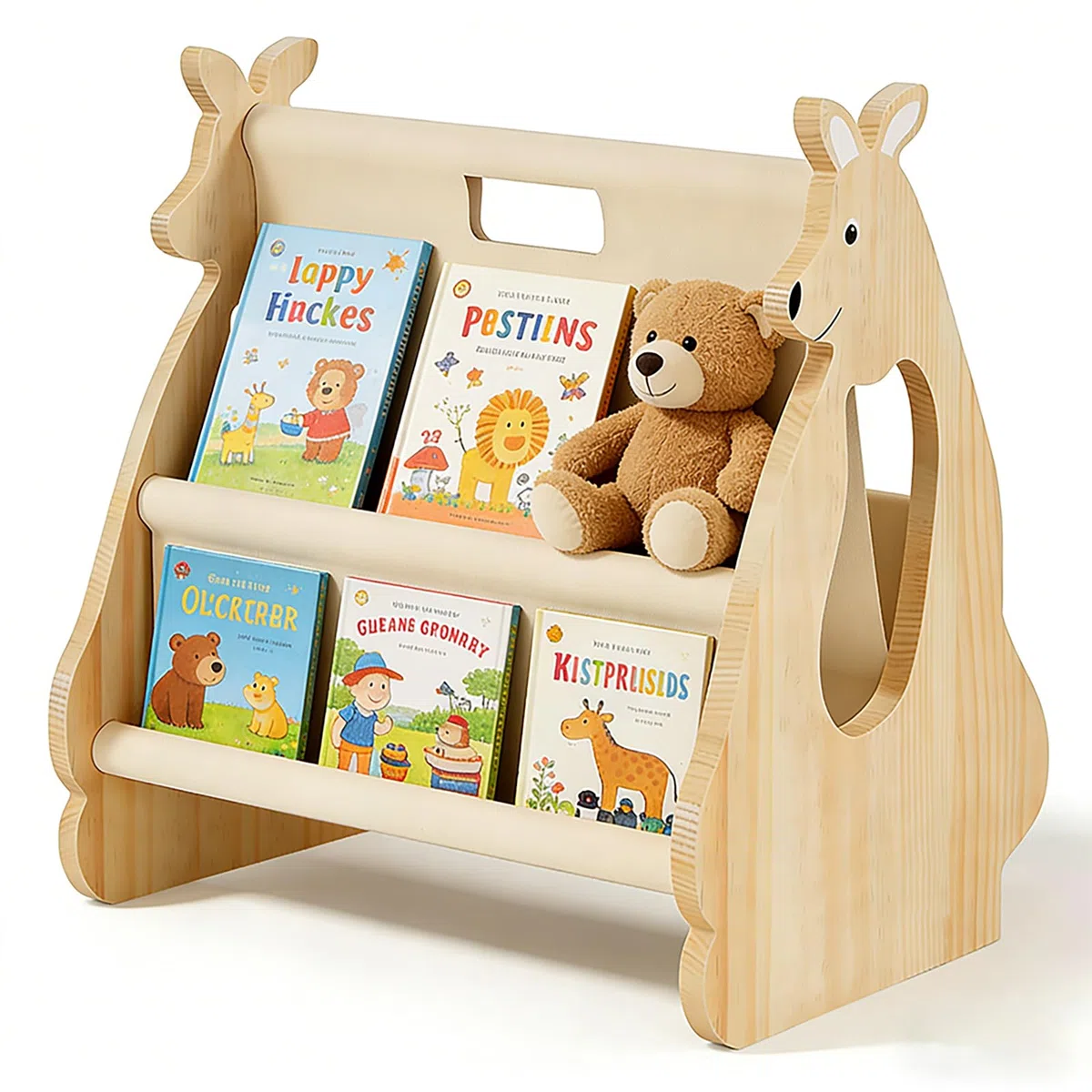Libreria Montessoriana per Bambini, Scaffale Porta Libri in Legno Massello, Libreria Scaffale Montessori per Cameretta, Mobile per Cameretta, (Naturale, H 37 cm)