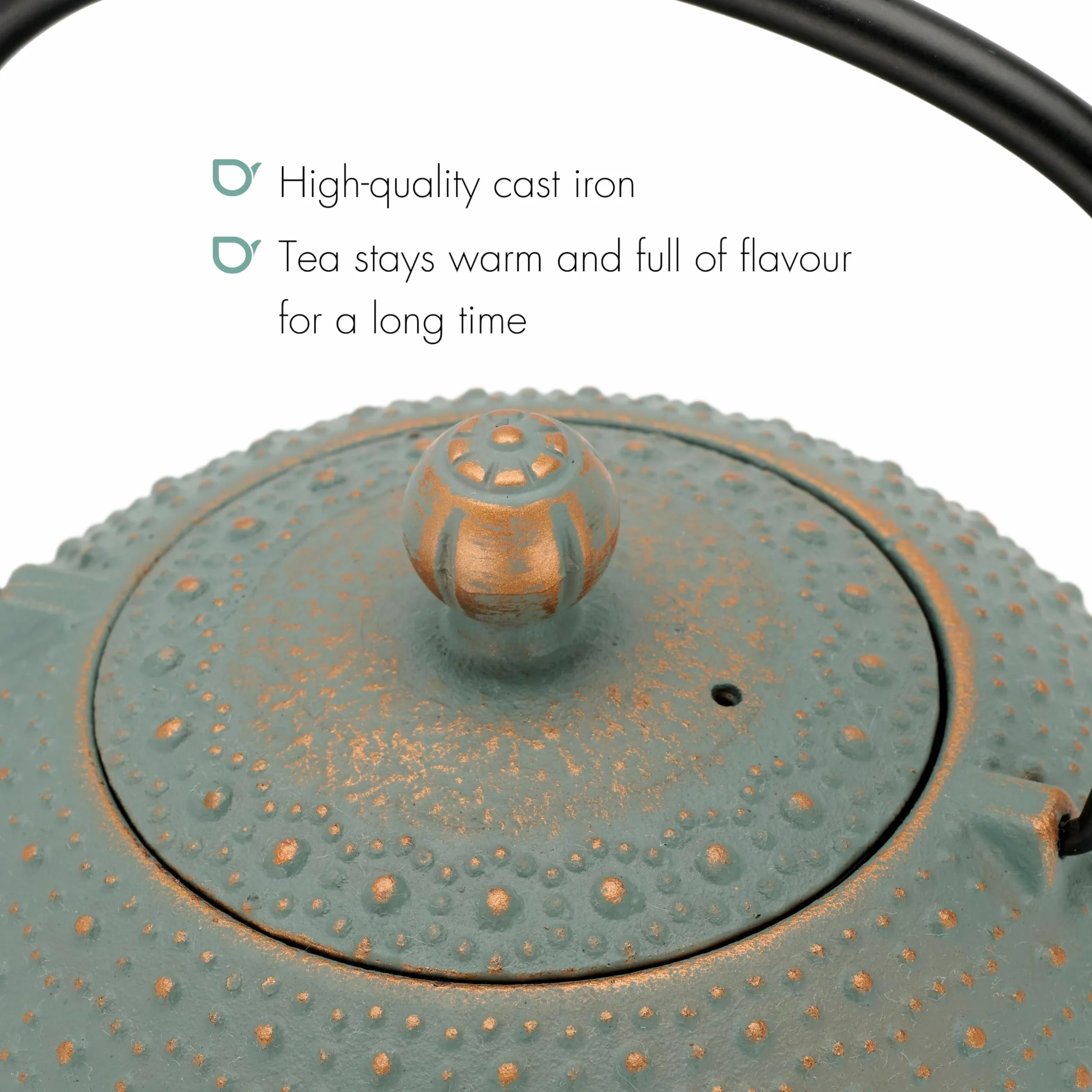 Piccola teiera in ghisa da 0,9 litri a induzione, teiera asiatica blu con manico e filtro in acciaio inox, inserto per filtro da tè, ideale per tipi di tè sfusi