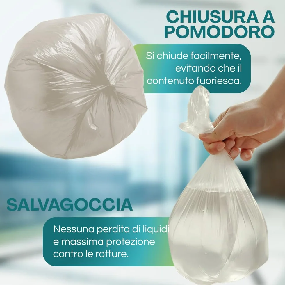 VIRSUS 80 Sacchi Trasparenti per Spazzatura Resistenti Ambra 90X120 Rotoli 120 Litri