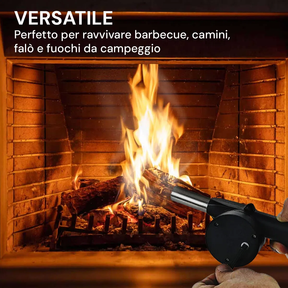 Avilia Soffione per Barbecue o Camino Manuale in Acciaio e Plastica Nero - Ideale per Ravvivare in Fuoco in Pochi Secondi è Leggero e Facile da Usare - Controllo dell'Intensità del Soffio