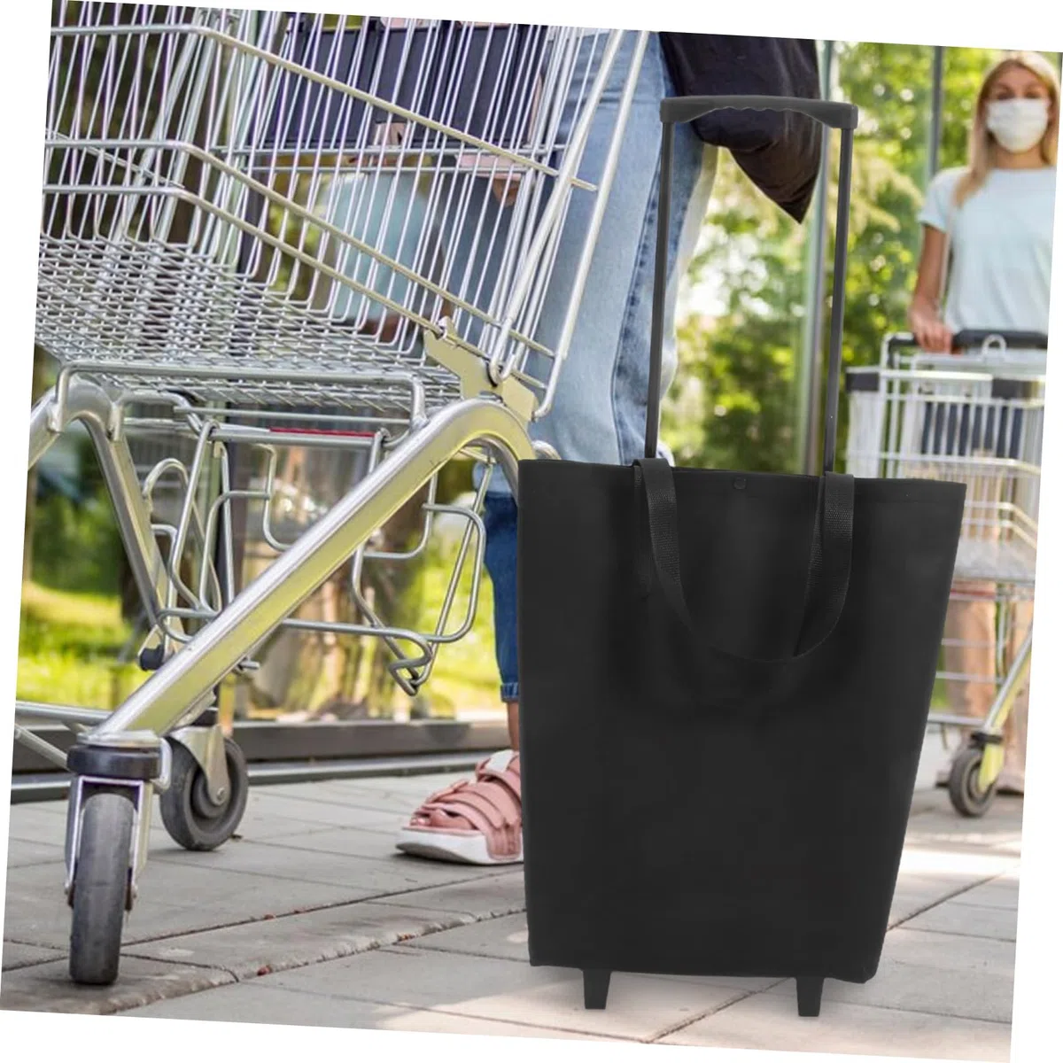 Ciieeo Carrello Della Spesa Pieghevole Con Ruote Carrello Portatile Con Maniglia Di Trazione Espandibile Per Trasporto Generi Alimentari e Bagagli