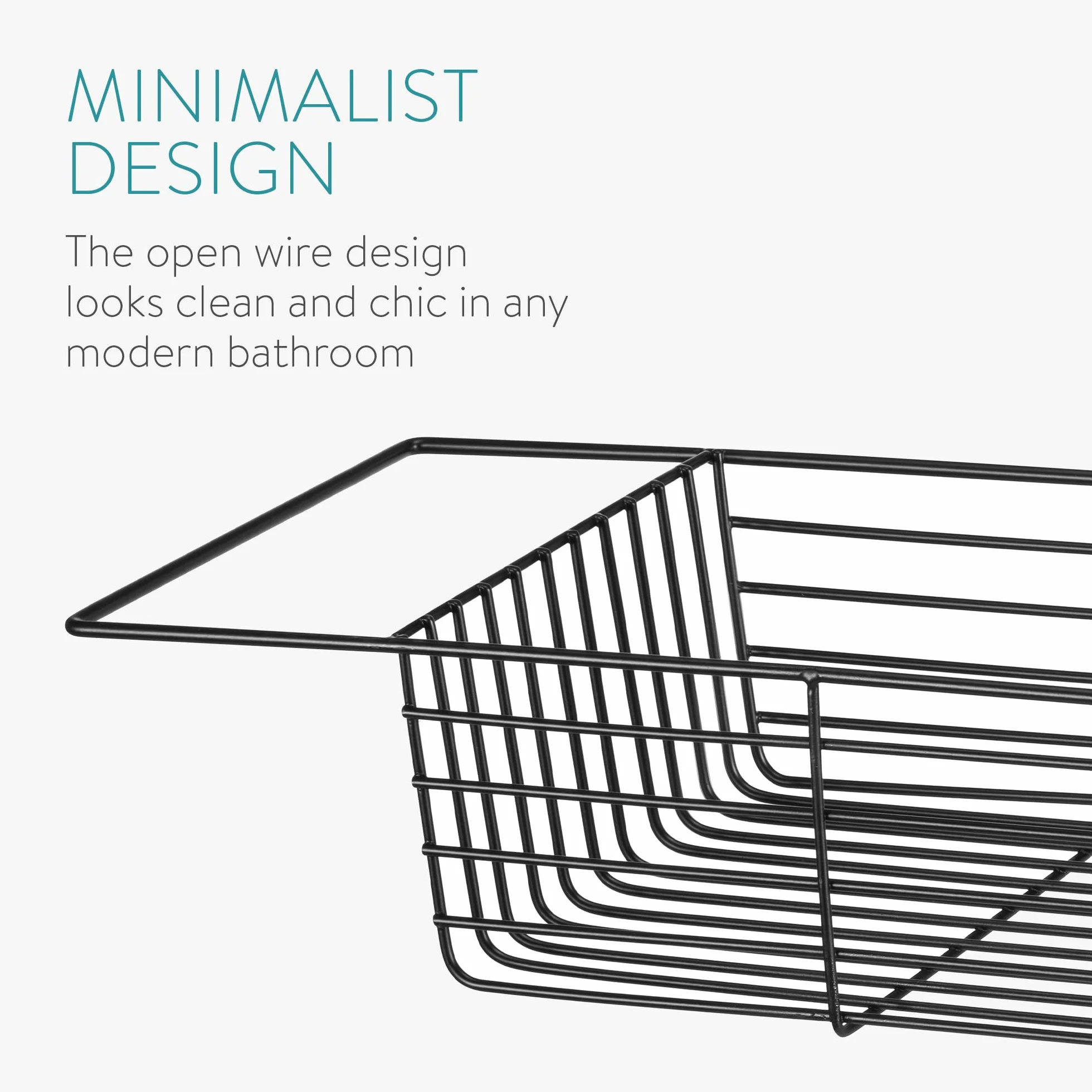 Navaris Vassoio Vasca da Bagno in Metallo - Cestino Portaoggetti 70x20x10cm - Mensola Porta Oggetti - Scaffale Organizer Porta Saponi - Tavolino Nero