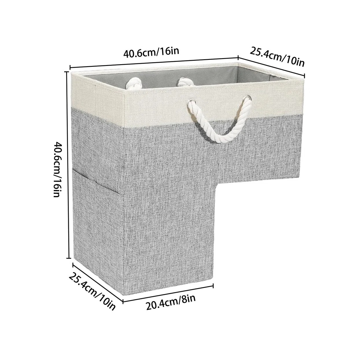 Esoes Organizer per Scale con Maniglie - Contenitore Pieghevole a Forma di L per Gradini in Legno - Porta Biancheria, Giocattoli, Decorazioni per la Casa