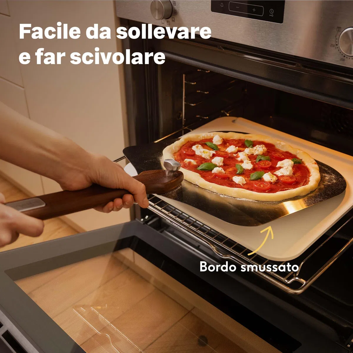 SILBERTHAL Pala per pizza corta - Acciaio inox 30 cm - Manico pieghevole - Proffessionale e rettangolare
