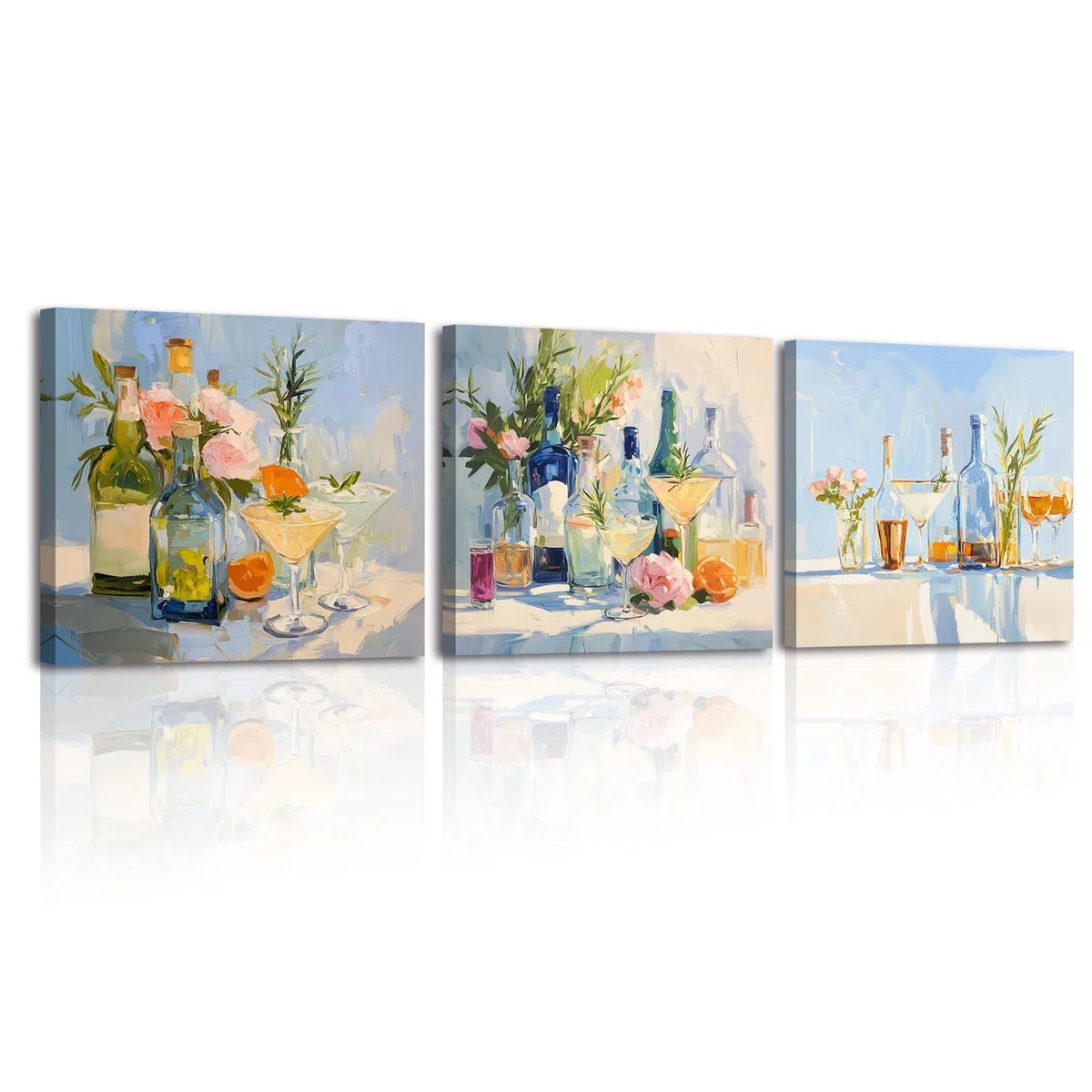 PIY PAINTING 3 Parties Quadri Moderni Soggiorno Con Cornice Bottiglia di Vetro Opere d'Arte Moderna Stampe e Quadri Su Tela Dipinti Stampe Su Tela Quadro Ufficio Cucina Camera Da Letto 30x30 cm