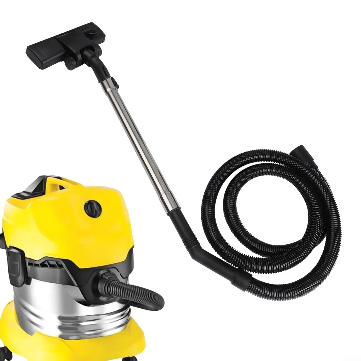 Tubo di ricambio per aspirapolvere, tubo di aspirazione in acciaio inox, set di spazzole per pavimenti, struttura in plastica duratura, per Karcher WD MV SE Series