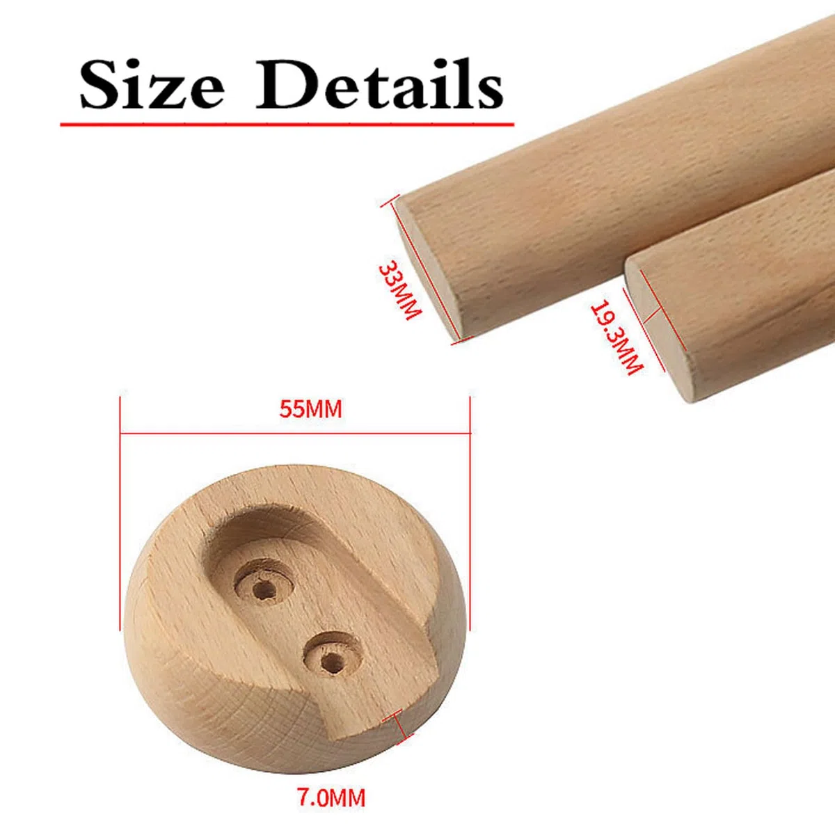 Asta Appendiabiti in Legno,Asta Appendiabiti da Armadio di Legno,Kit Asta Ovale in Legno per Armadio,Facile da Installare,Salvaspazio per Camera,con raccordi,per Vestiti
