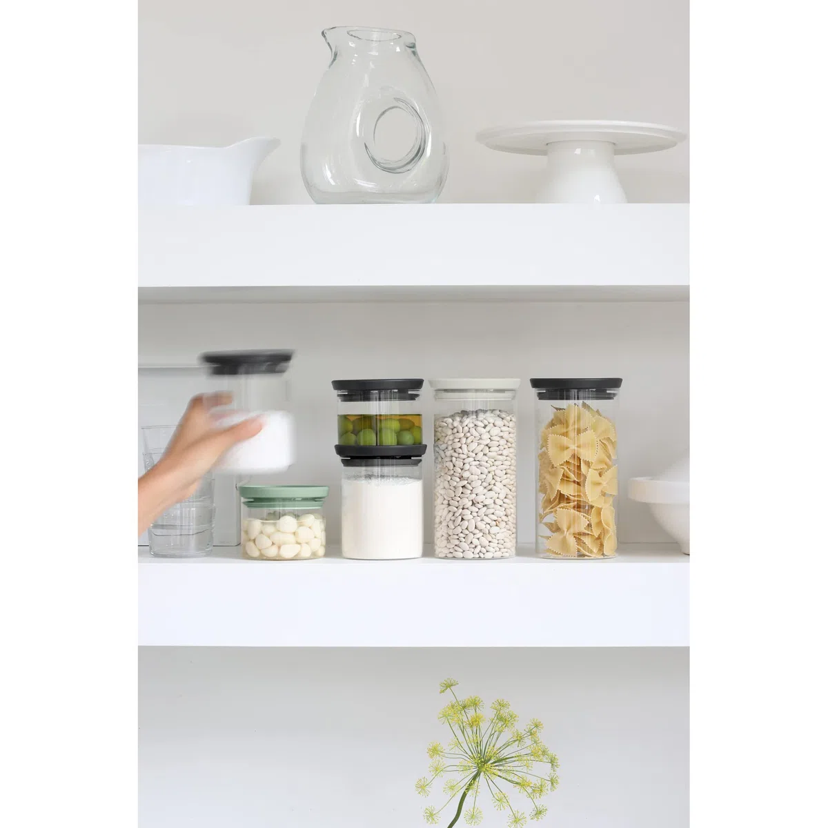 Brabantia - Barattoli Impilabili - Set di 3 - Contenitori per la Cucina - Salvaspazio - per Alimenti più Freschi più a Lungo - Guarnizione in Silicone - Lavabili in Lavastoviglie - Mix - 0.3/0.6/1.1 L