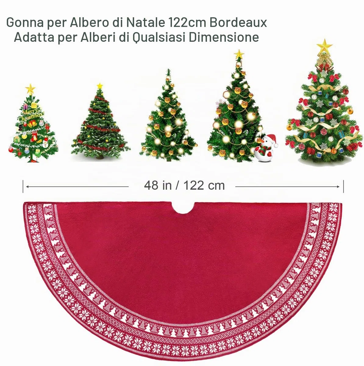 Dremisland Gonna Grande Albero di Natale, 122 cm Gonna Rustica Albero di Natale Spessa Pesante Filato Lavorata a Maglia Tappetino per Coperta Ornamenti Natalizi Decorazione