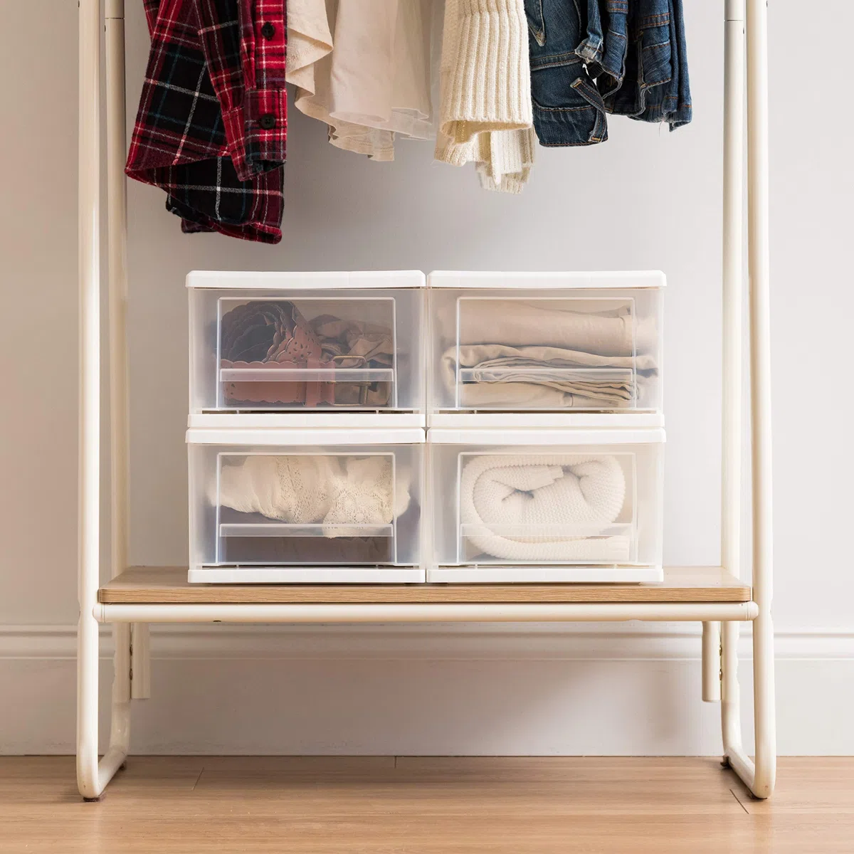 Iris 7 Quart Stacking Drawer, White, 7 Quart