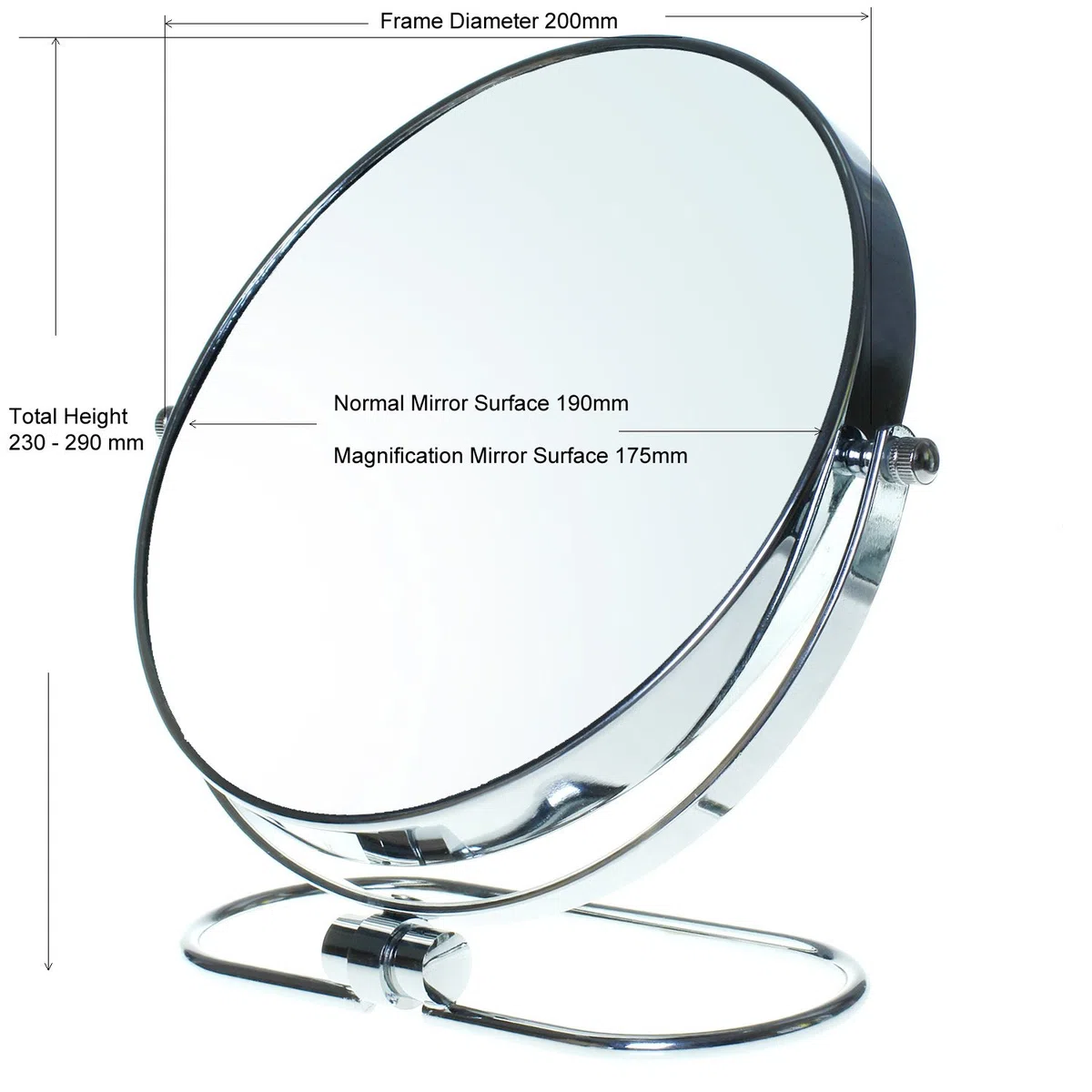 TUKA Pieghevole Specchio Bagno per Trucco 10X Ingranditori, 8" Doppio Specchio Cosmetico Con Piedistallo, ø 20 cm Specchio da Tavolo per Trucco e Rasatura, 2 Facciate Vanity Mirror, TKD3125-10x
