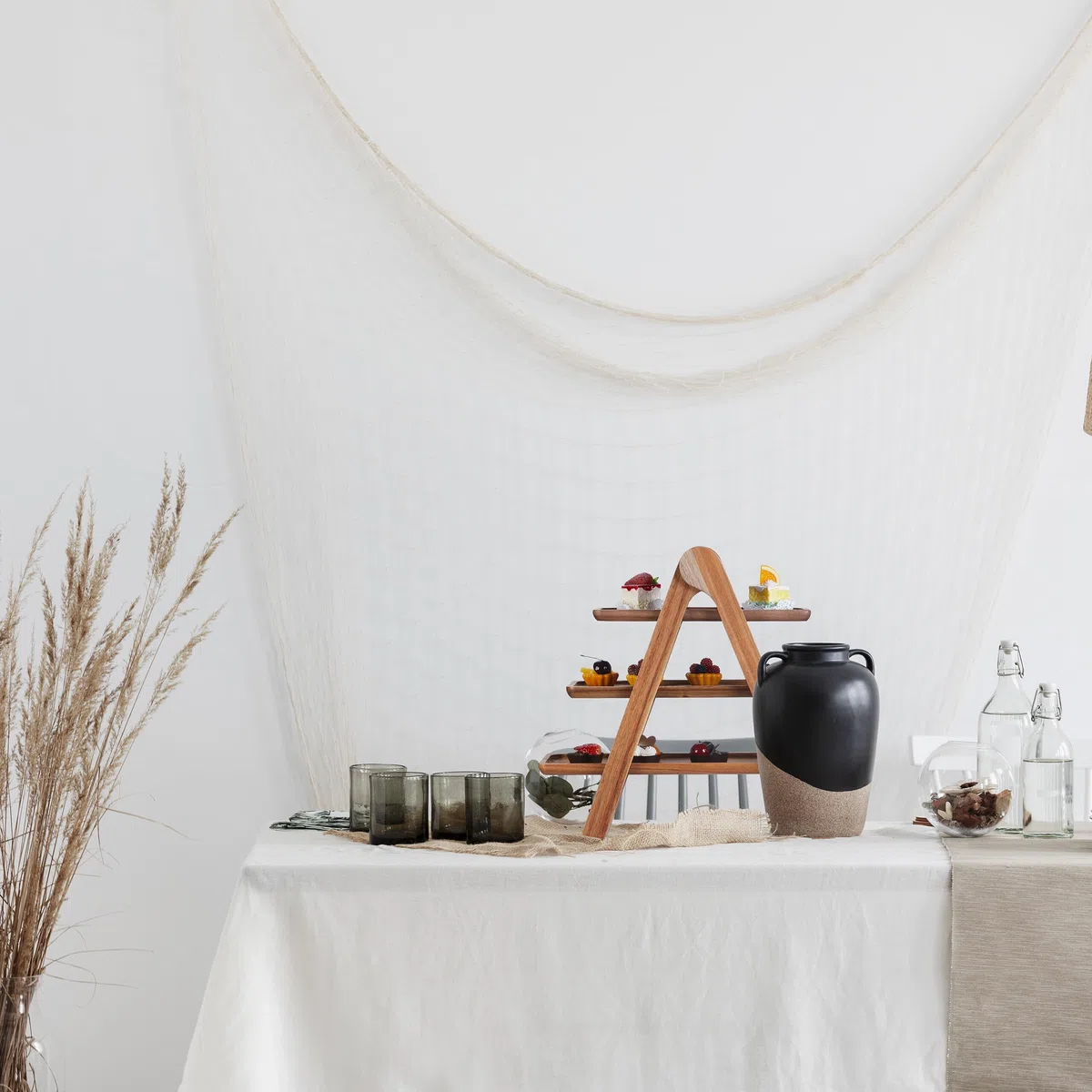 Relaxdays Alzata Legno di Acacia, 3 Piatti per Dolci, Snack e Formaggi, Porta Frutta e Centrotavola a Scala, Marrone