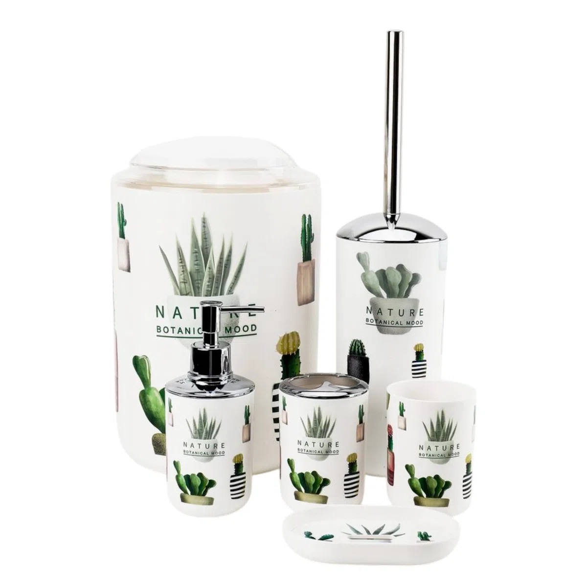 GMMH – Set di 6 accessori da bagno, con dispenser per sapone, porta saponetta e scopino per WC (divertente)