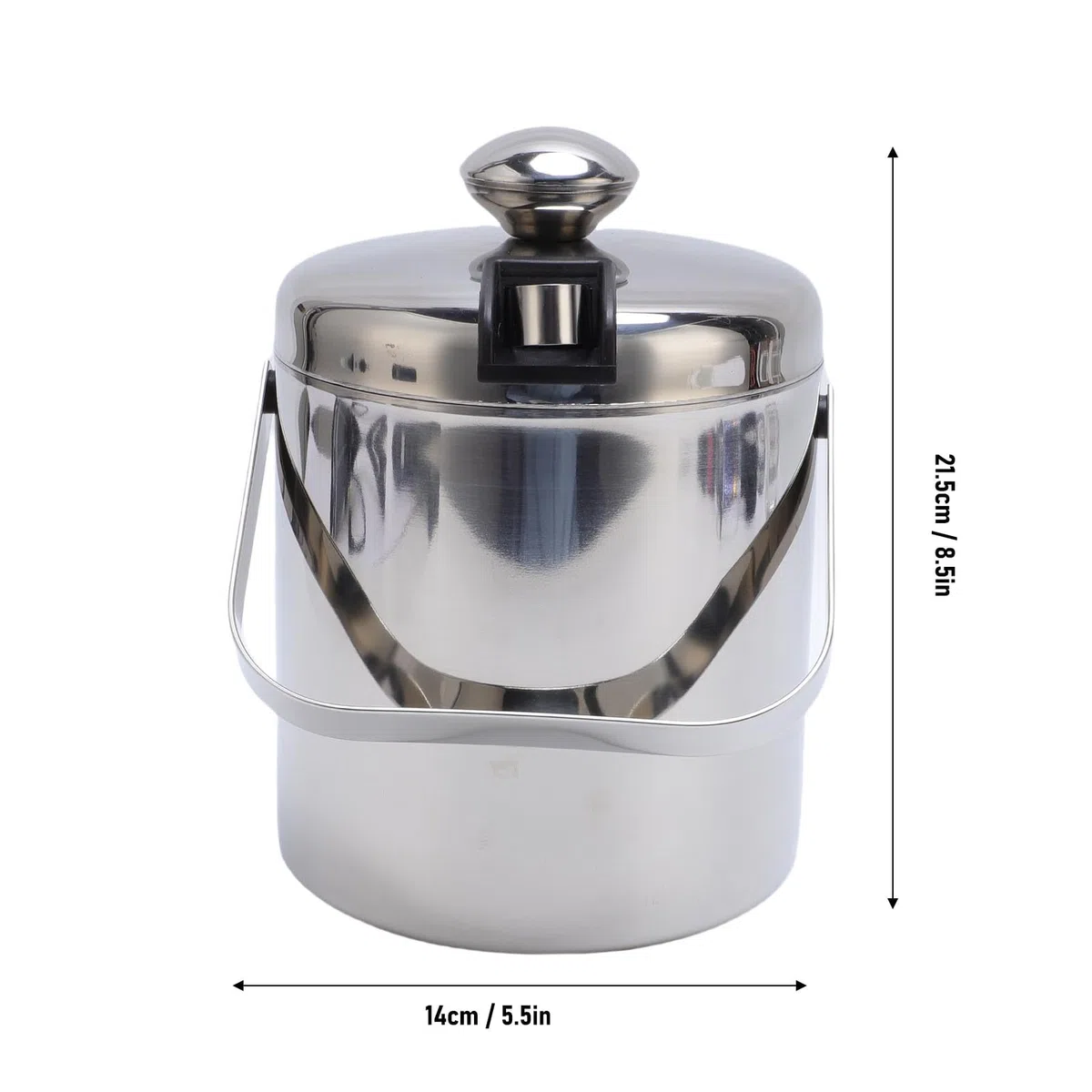 Secchiello per Ghiaccio Acciaio Inox Doppia Parete Isolamento Termico Mantenimento Ghiaccio Lunga Durata Capacità 1,3 Litri Per Vino Champagne Cocktail Feste Picnic