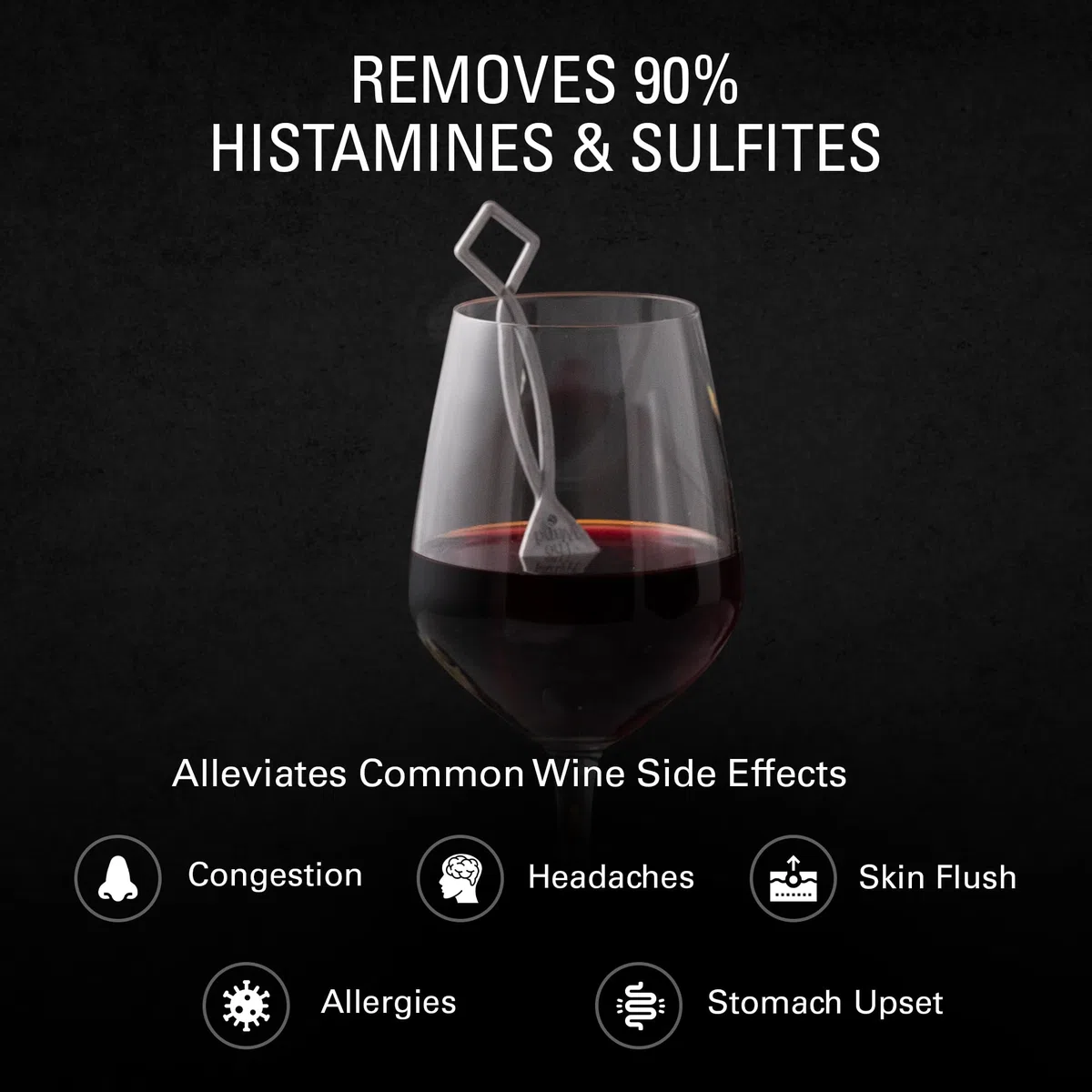 Aspiree The Wand Wine Filter by PureWine | No More Wine Headaches | Removes Sulfites And Histamines | New Twist-off Wine Charms | (12)