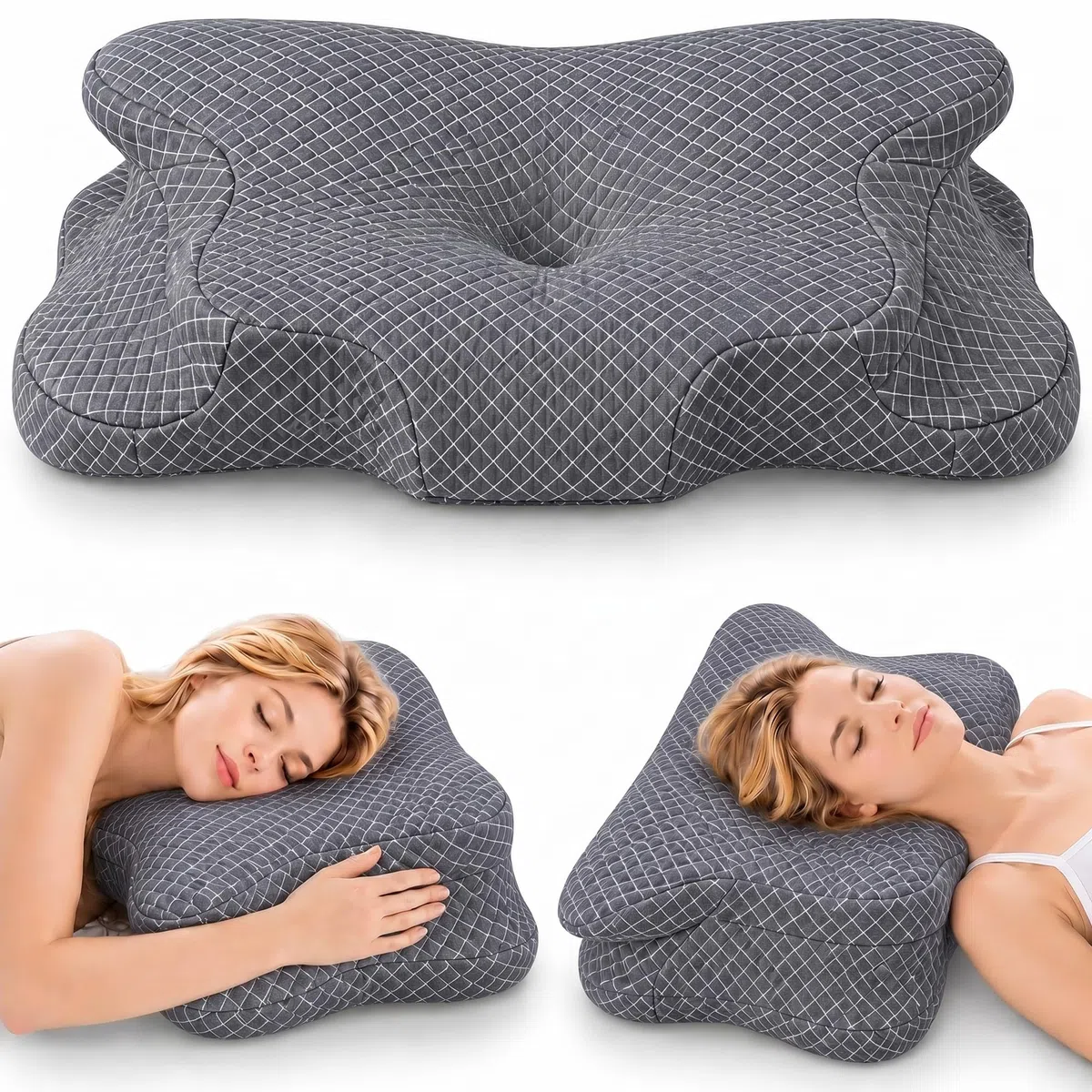 Cuscino Cervicale per Dormire | Cuscino Memory Foam Cervicale Anatomico OEKO-TEX | Cuscino per Cervicale Ergonomico Supporto al Collo | Guanciale Anallergico Sfoderabile e Lavabile Federa Traspirante