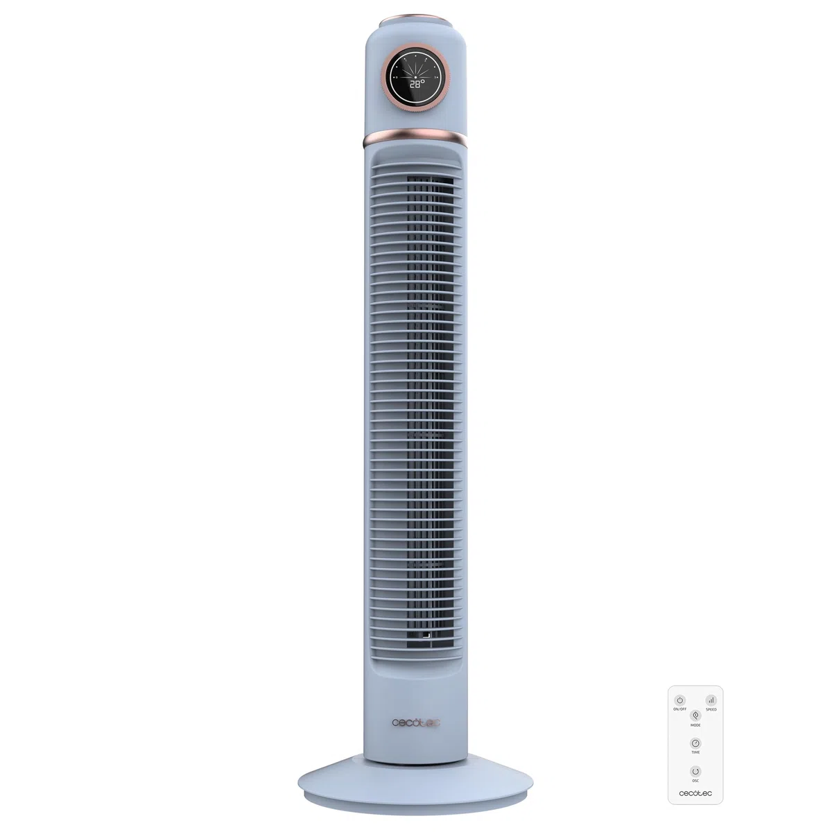 Cecotec - Ventilatore a torre EnergySilence 1090 Skyline Retro Smart Blue da 81 cm, 40 W, display LED, touch e telecomando, 3 velocità, 3 modalità, timer 12 ore e 72a oscillazione