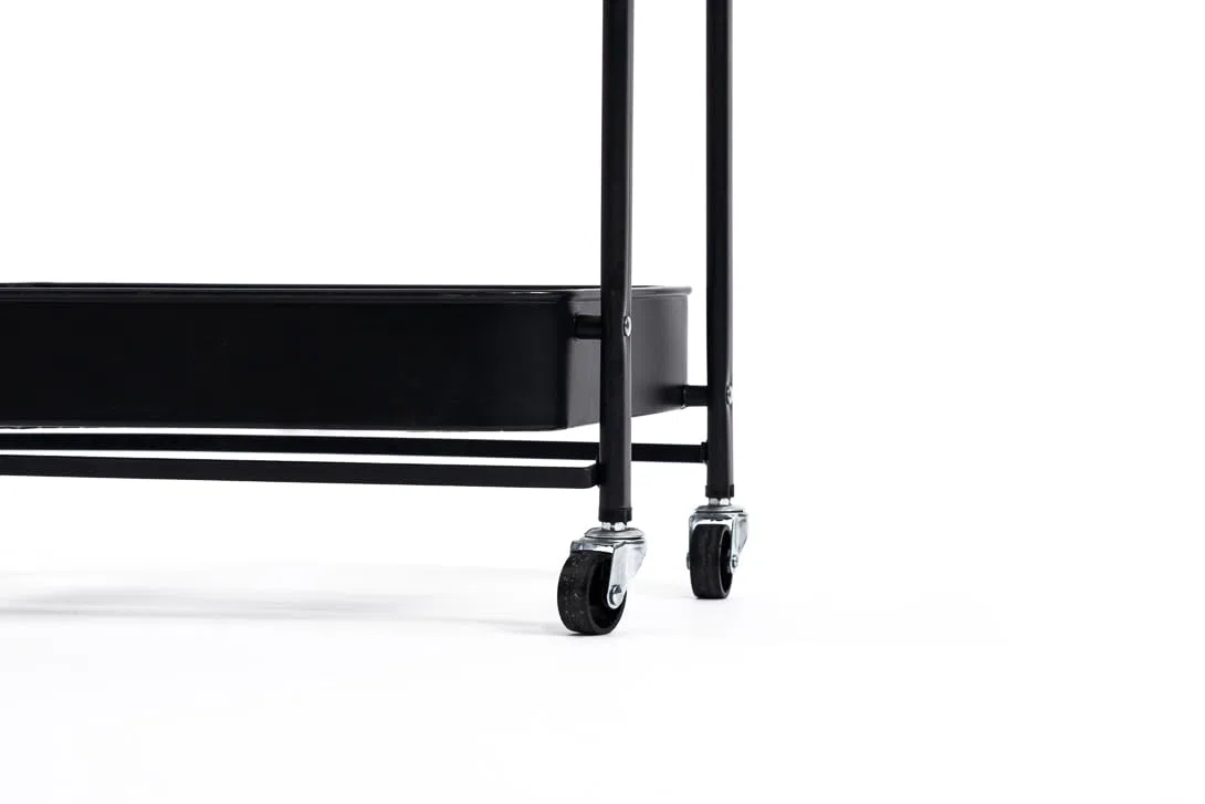 XONE | Carrello pieghevole a 3 ripiani con ruote nero