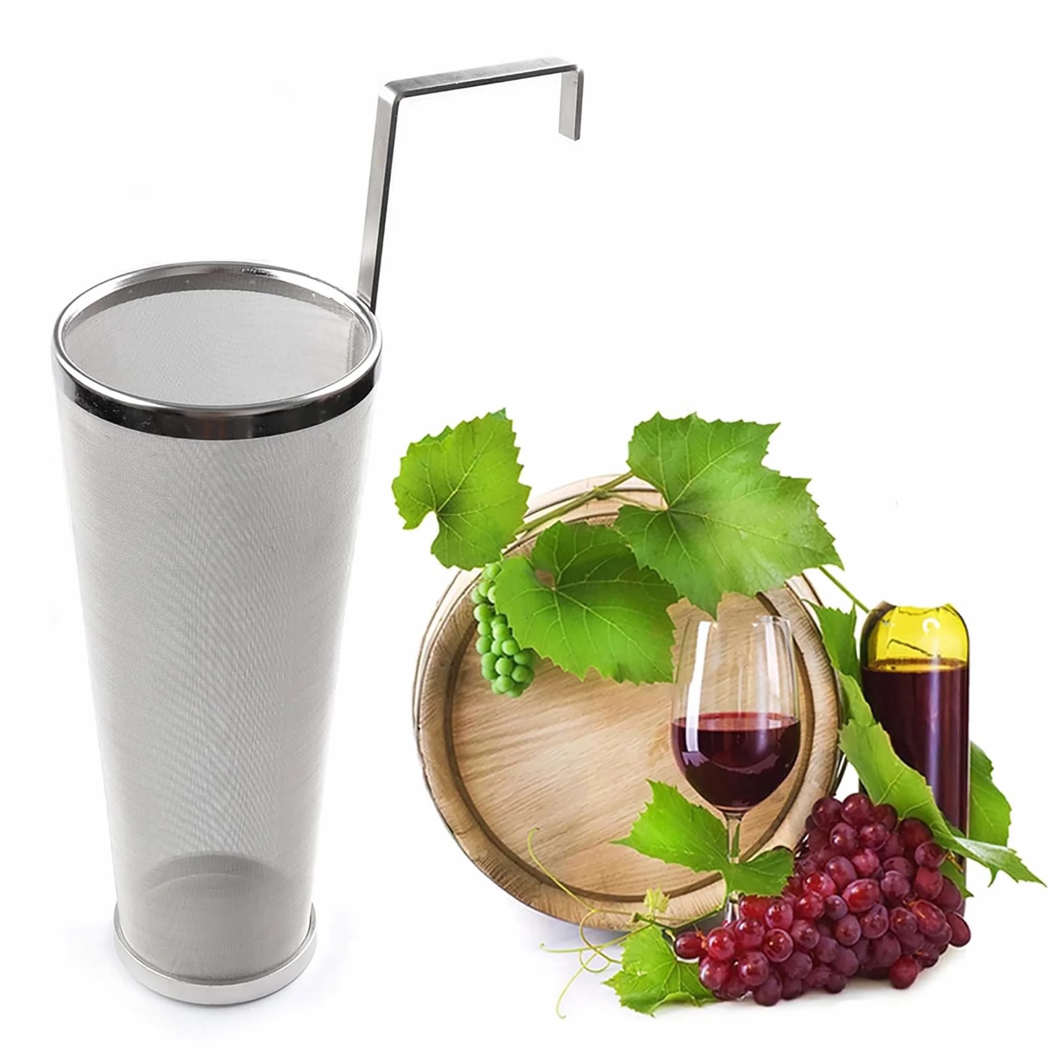 Brewing Hopper Spider Strainer, Stainless Steel 1 Gallon 300 Micron Mesh Cartridge Hop Spider Birra Luppolo Filtro Homebrew Luppolo Birra Tea Kettle Filtro per Birre