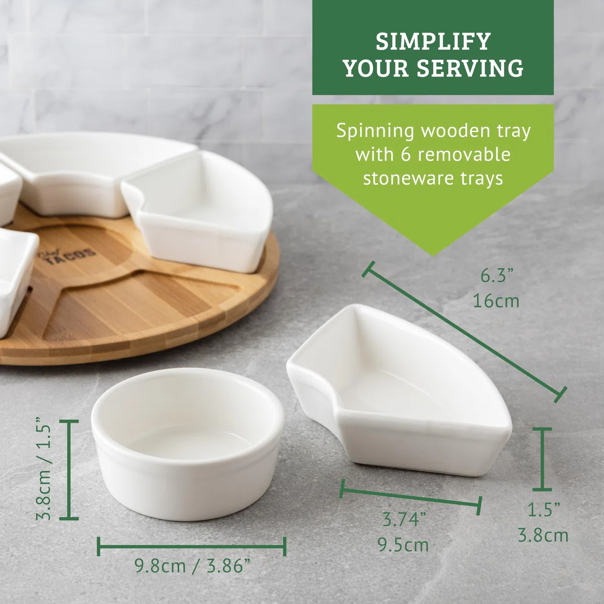 Set Aperitivo Girevole con 6 Piattini Rimovibili - Antipastiera Aperitivo Moderno in Ceramica - Ciotole Aperitivi, Antipasti, Compleanni - Vassoio Aperitivo per Salse, Patatine, Noccioline