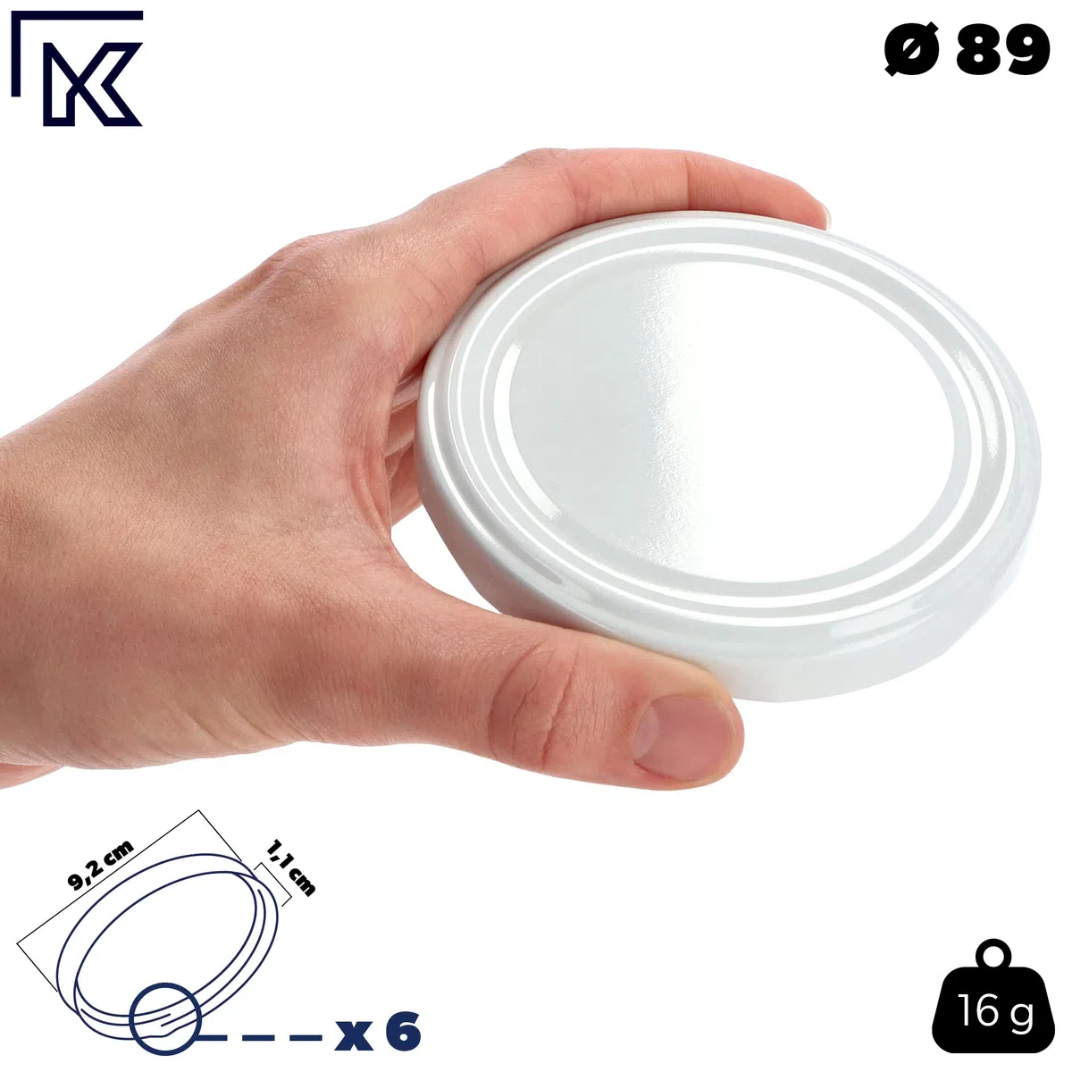 KADAX coperchi a Vite Twist-off Ø89 mm Bianco – coperchi di Ricambio in Metallo per barattoli da 1,7L per Conserve, Chiusura ermetica