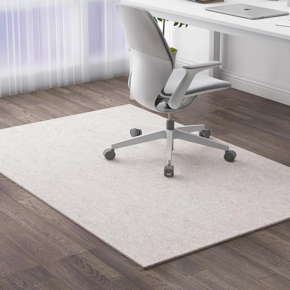 Grande tappetino per sedia da ufficio, moquette e protezione per pavimenti in legno duro, spessore 6 mm, antiscivolo, per sedie rotolanti, tappeto per pavimenti in legno (beige, 100 x 150 cm)