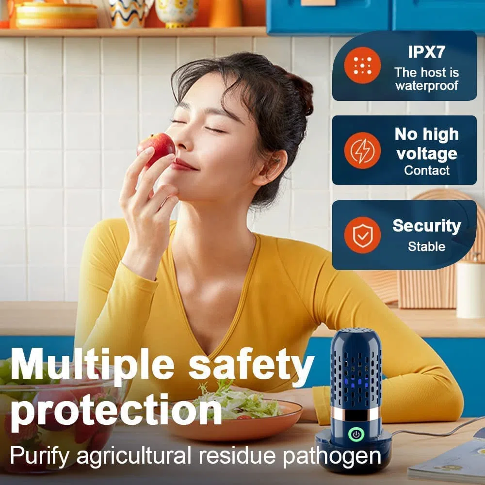 Macchina senza fili portatile di disinfezione del purificatore dell'alimento della frutta della lavatrice della verdura della frutta per la famiglia, blu scuro