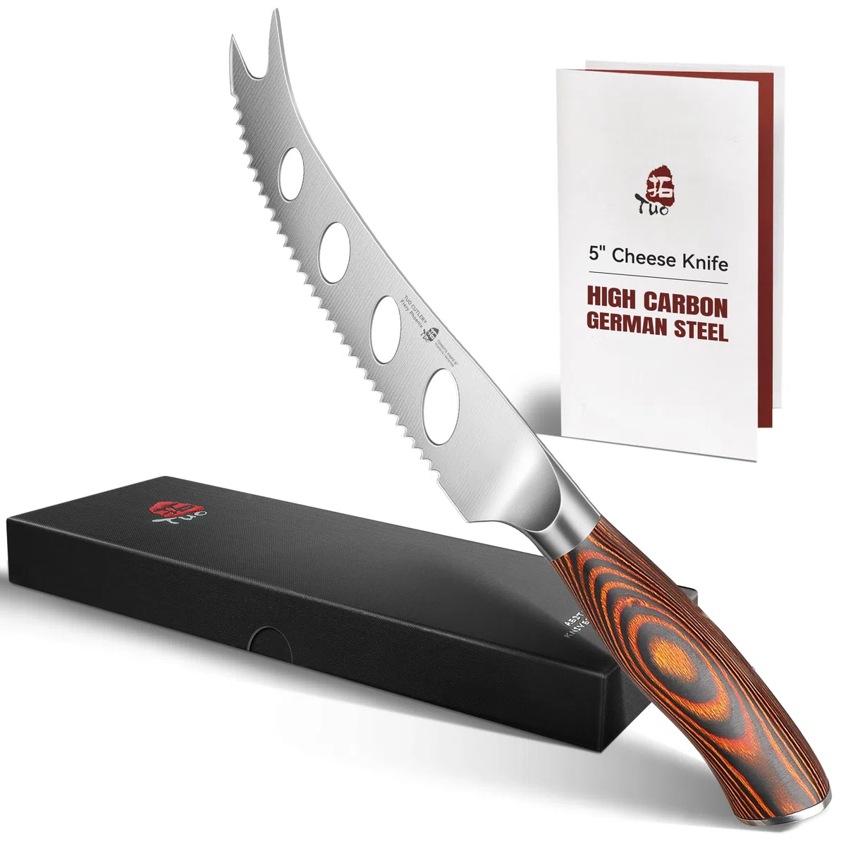 TUO Coltello da Formaggio Coltello da Pomodoro 12.5cm Coltello per Frutta Professionali Coltello da Cucina Acciaio Inossidabile Tedesco con Impugnatura Ergonomica-Fiery Phoenix Series