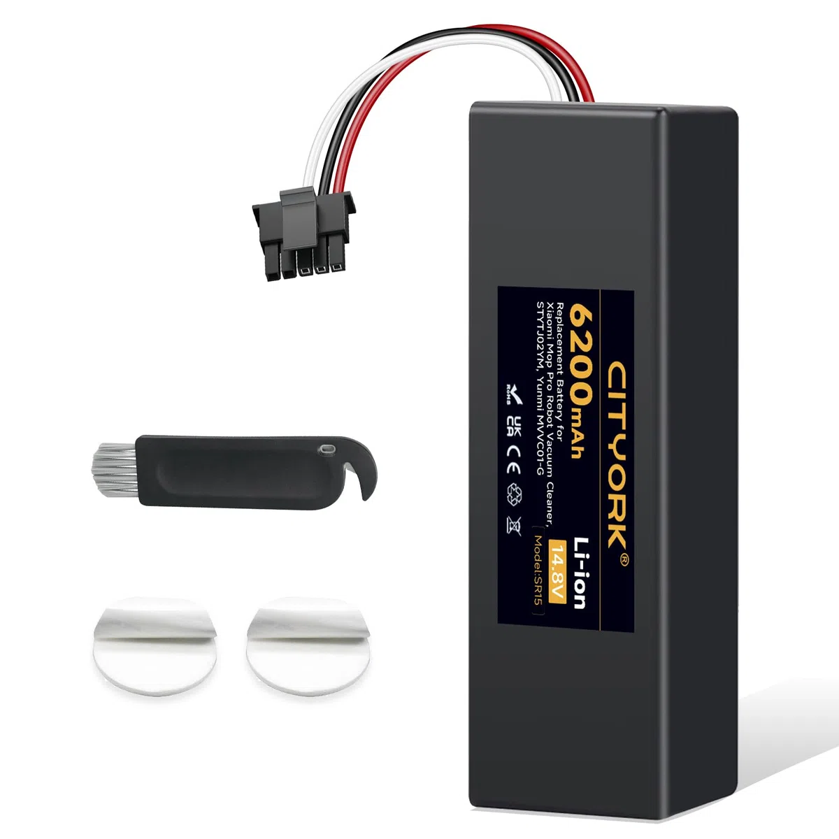 CITYORK Litio 14,4V 6200 mAh Batteria di ricambio per Xiaomi Mop 2s/ Mop p/Mop pro, per Xiaomi Mijia STYTJ02YM, per Conga 3290 3390 3490 3590 3690 3790 3890 Batteria spazzatrice