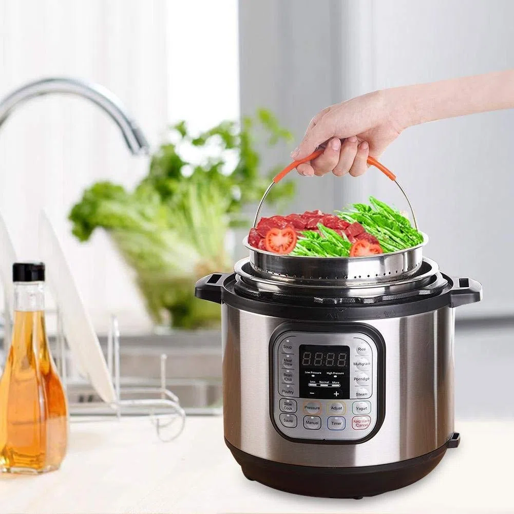 Multifunzione a Vapore Cesto pentola a Pressione, Cottura a Vapore con Egg Steamer Rack Inox 304 Cestello a Vapore Pentola a Pressione Cucina Anti-scottatura a Vapore Multifunzionale per Cucina