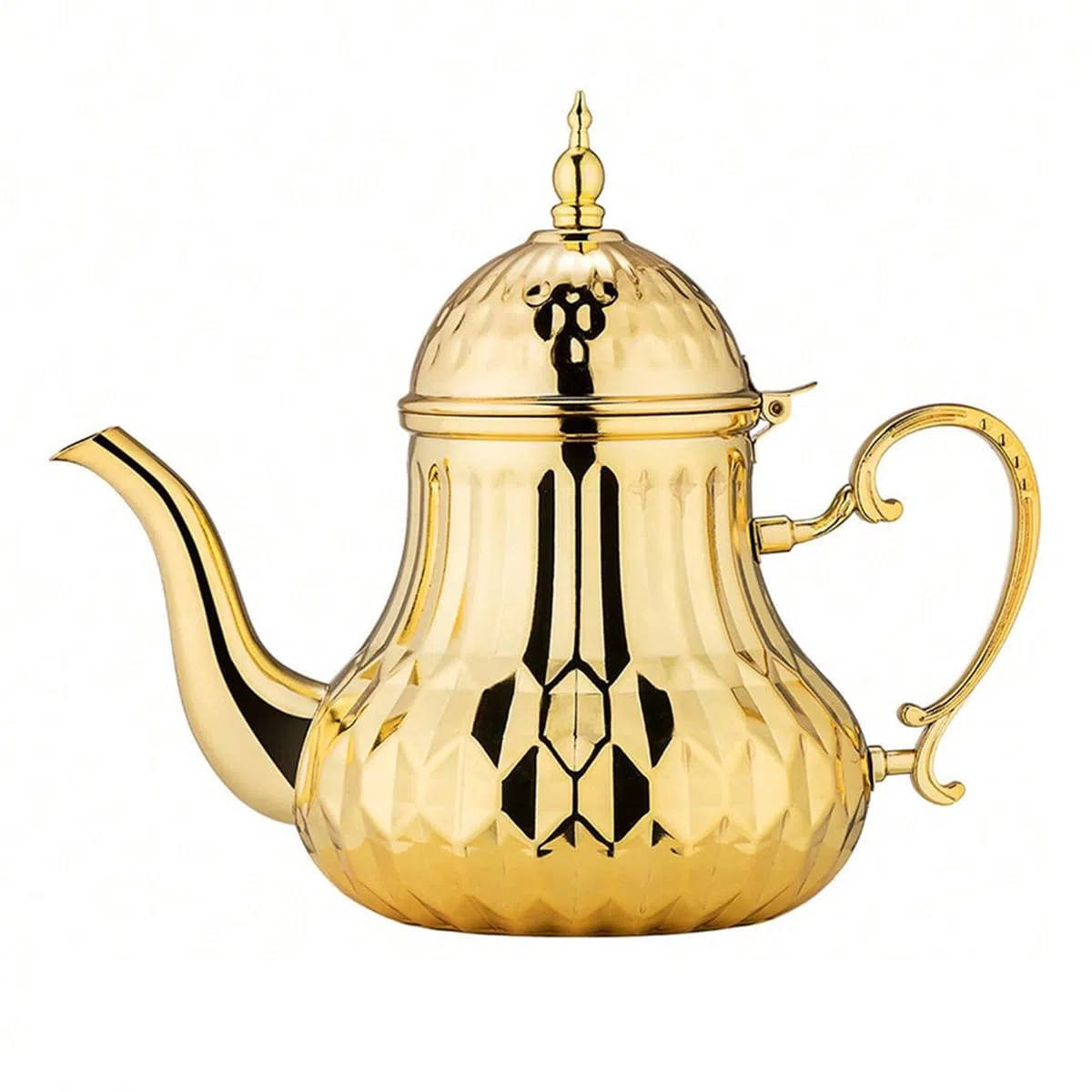 Teiera marocchina 1,4 l, stile arabo, acciaio inossidabile, marocchino, tradizionale, stile religioso Teapot(oro)