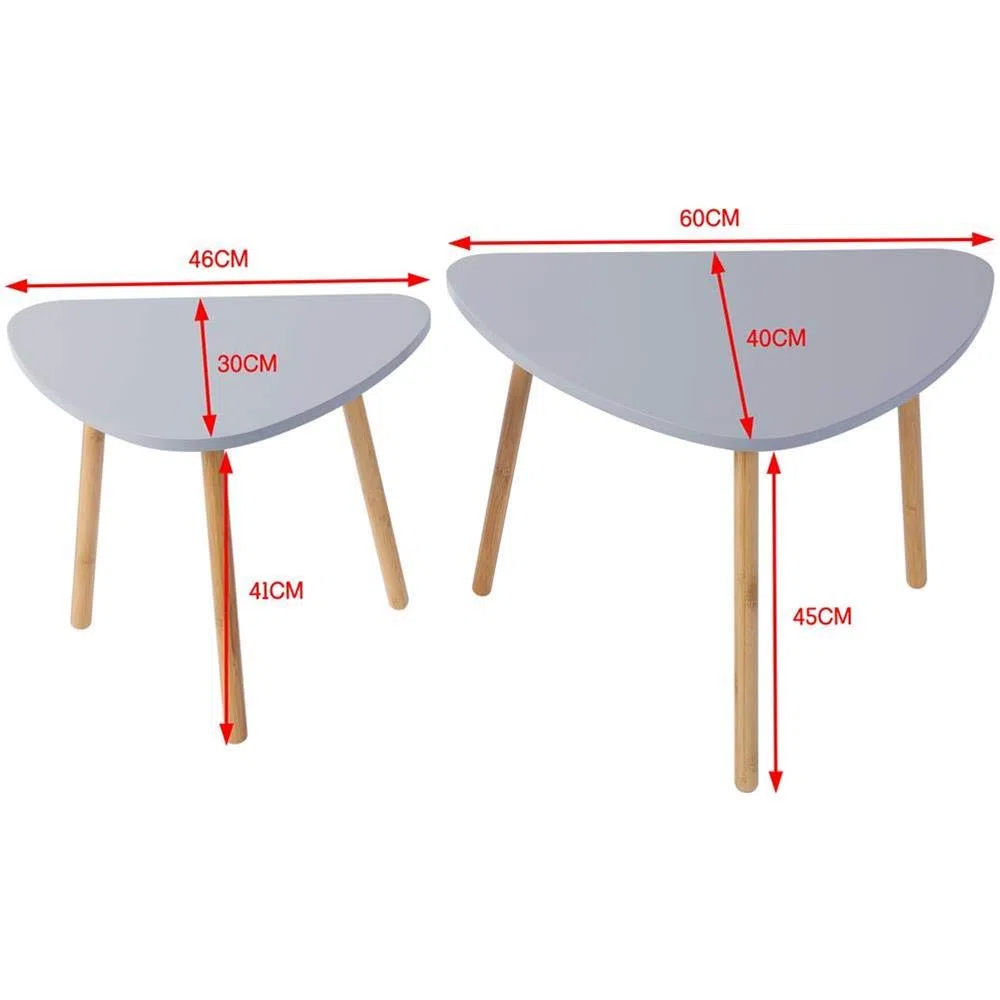 Set 2 Tavolini da Caffe Bianchi in Legno Scandivavi 60x40xH45 E 46x30xH41 Minimalisti Appoggio Piante Vasi Comodino Legno MDF. Tavolini Salotto