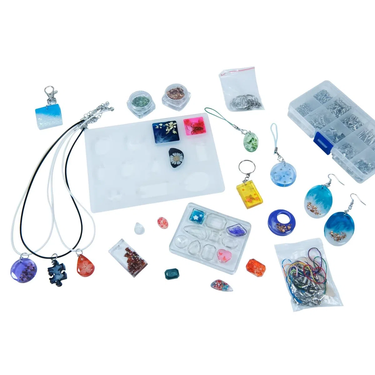 100g UV resina con 116Pcs gioielli che fanno accessori Kit, pigmento di colore, UV resina Starter Kit per gioielli che fanno con luce
