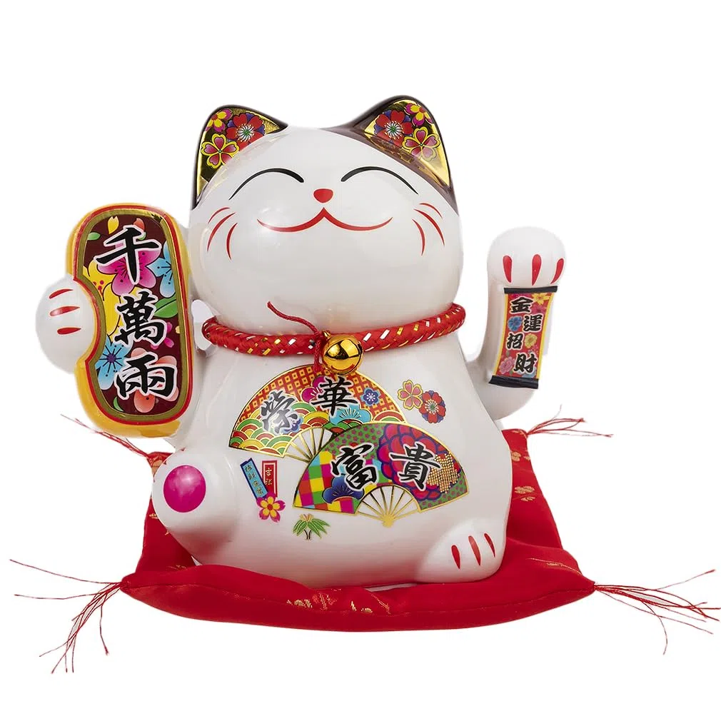 lachineuse Gatto Maneki Neko Giapponese - Fortuna E Felicità - Altezza 16 cm - Braccio Mobile