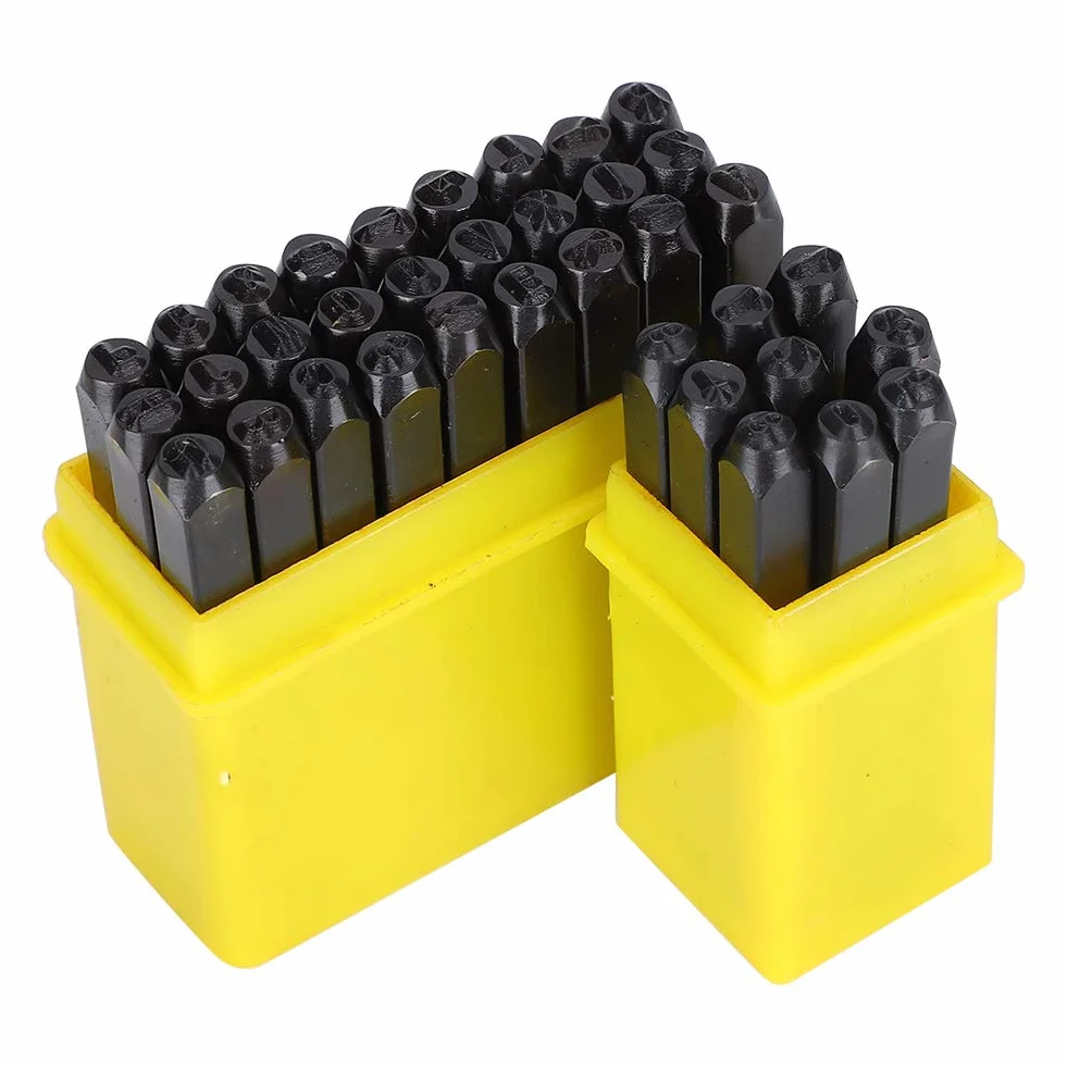 Punzone Alfabeto con Lettera Numerica, 36 Pz Set di Punzoni in Acciaio al Carbonio Set di Strumenti per Punzoni per Impieghi Pesanti Kit di Strumenti per Stampaggio in Metallo per Pelle Metallica(5mm)