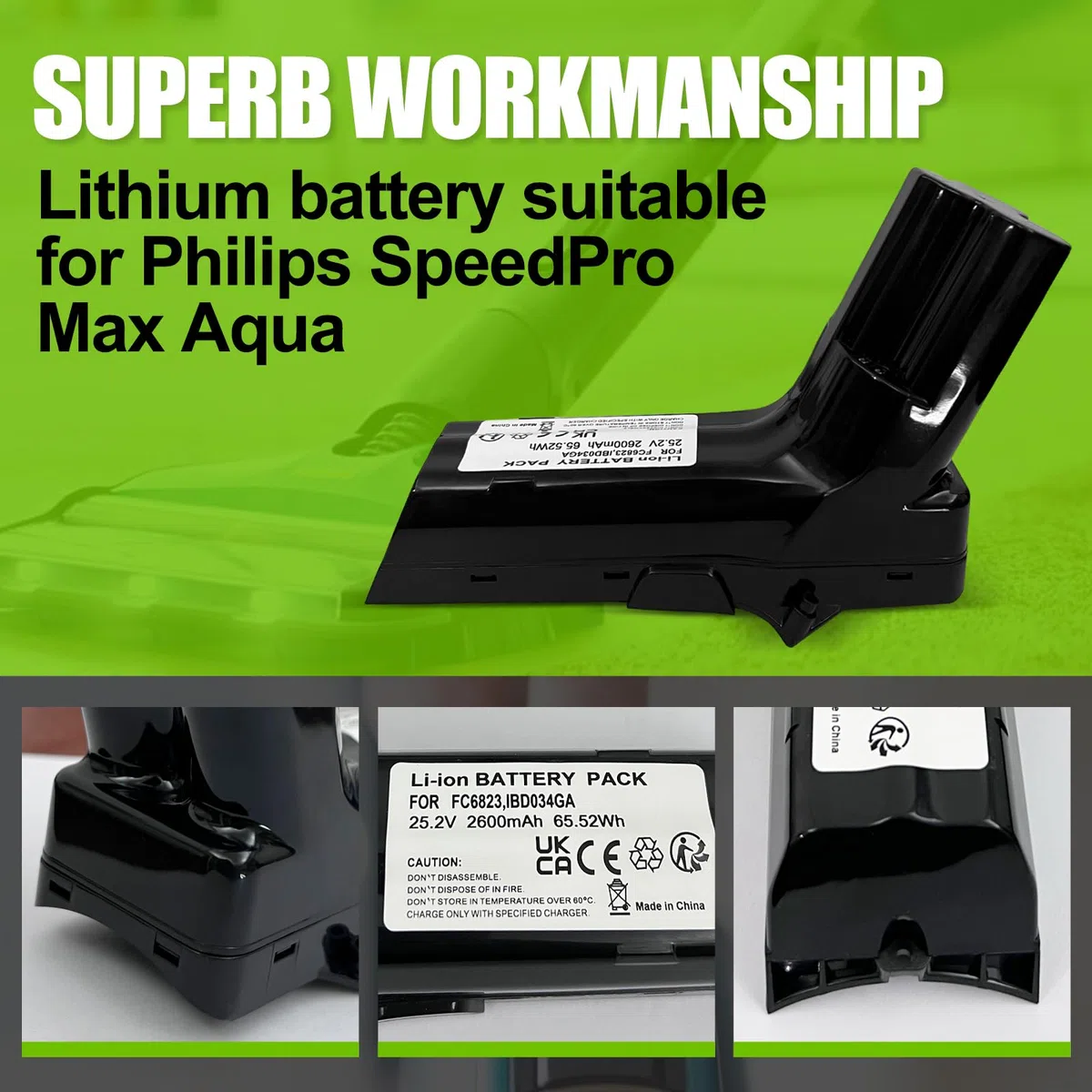 Batteria da 25,2 V per aspirapolvere Philips SpeedPro, compatibile con Philips SpeedPro Max Aqua, XC7042/01, XC8147, FC6822, FC6823, FC6904, FC6908, FC6822/01, XC8043/01, XC8045/01R1, FC6827, FC6828