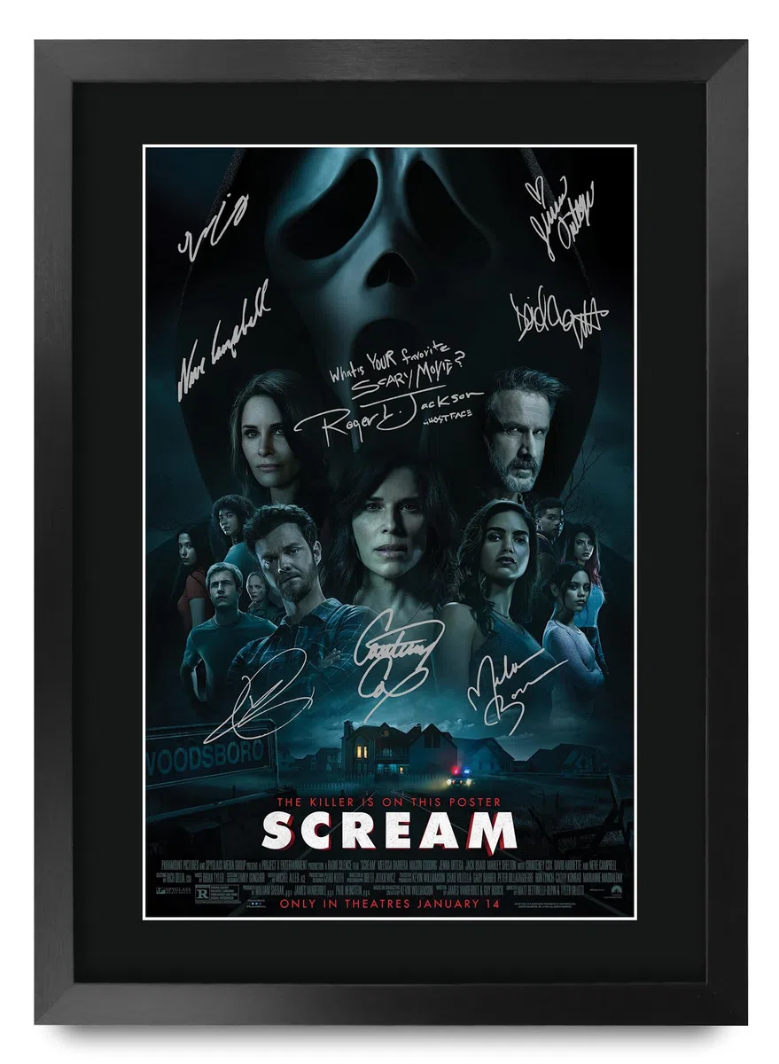HWC Trading FR A3 Scream 5 Regali Stampato Poster Firmato Autografo Immagine Per Film Memorabilia Tifosi - A3 Incorniciato