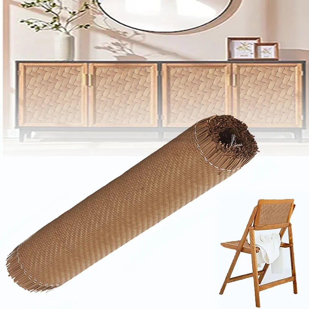 HEYOUTH Larghezza Fettuccia,Fettuccia Aperta Foglio di Rattan Intrecciato,Larghezza in Rattan,Impermeabile,in plastica a Nido d'Ape Intrecciato,per Mobili Sedie Armadietti (Curry, 40cm x 2 m)