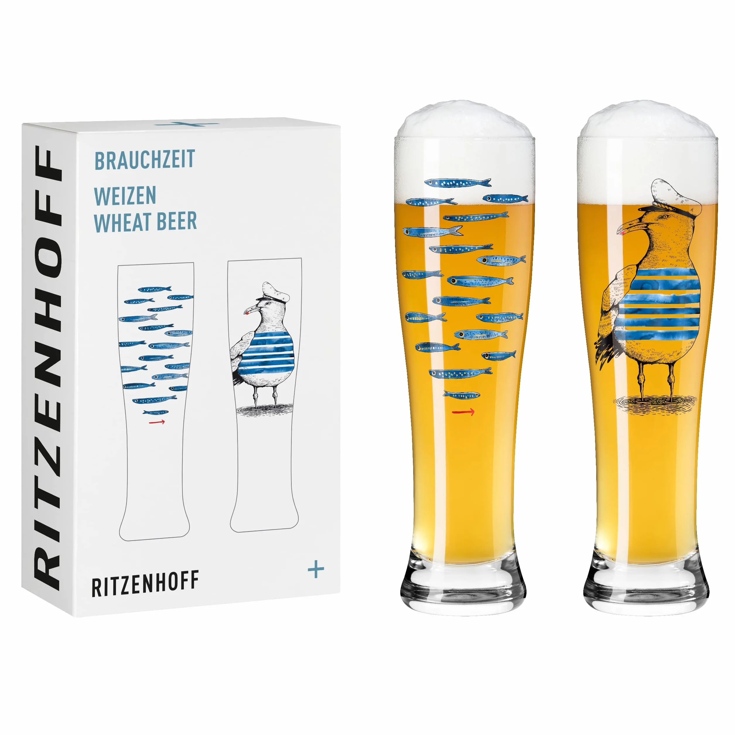 Ritzenhoff 3481007 Bicchiere da birra di frumento 500 ml - Set di 2 - Serie Brauchzeit Set n. 7-2 pezzi con stampa digitale multicolore